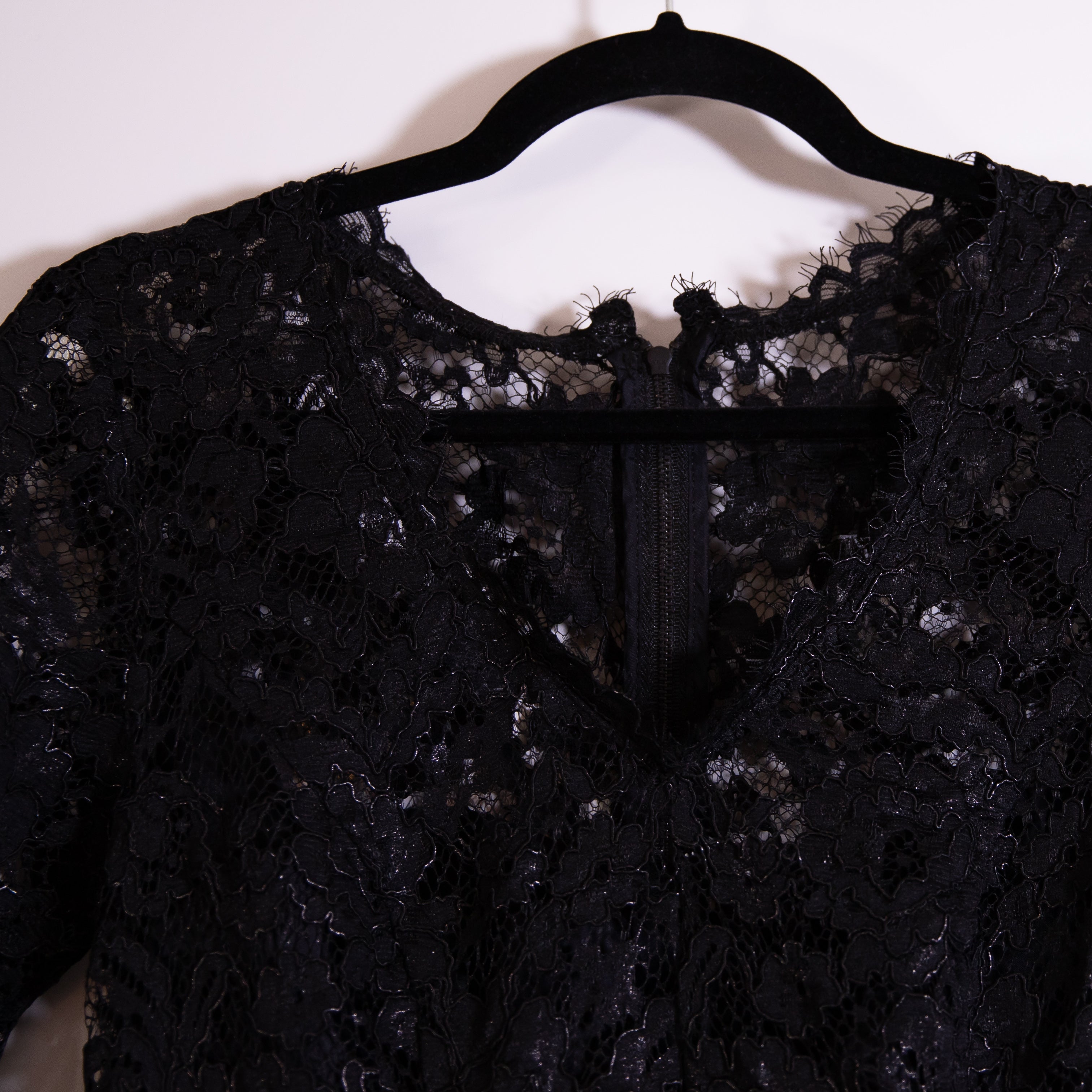 NEW Shoshanna Daria Allover Lace Short Sleeve Mini Sheath Dress Black 8