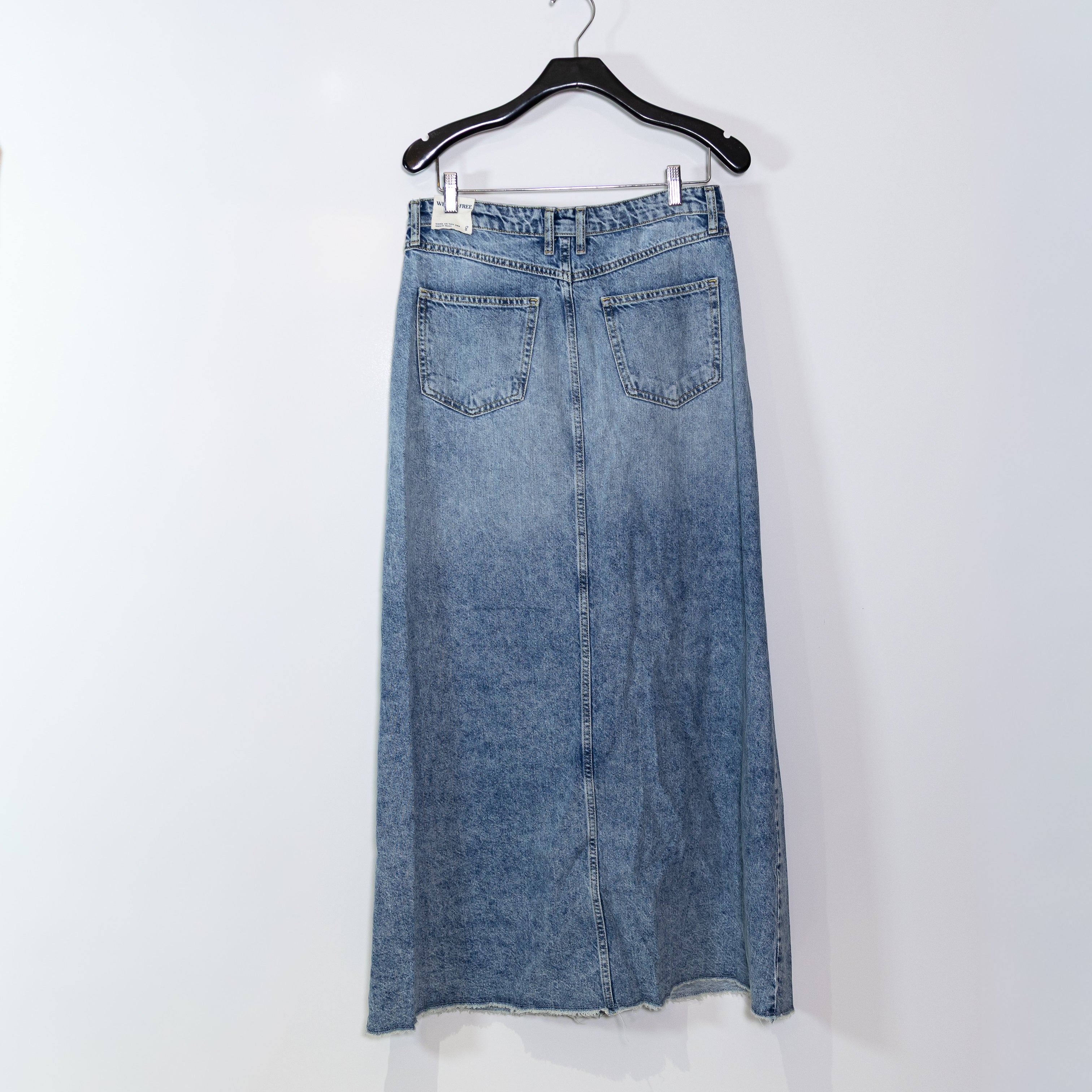 NEW Free People x We The Free Come As You Are Cotton Straight Maxi Jean Skirt 8