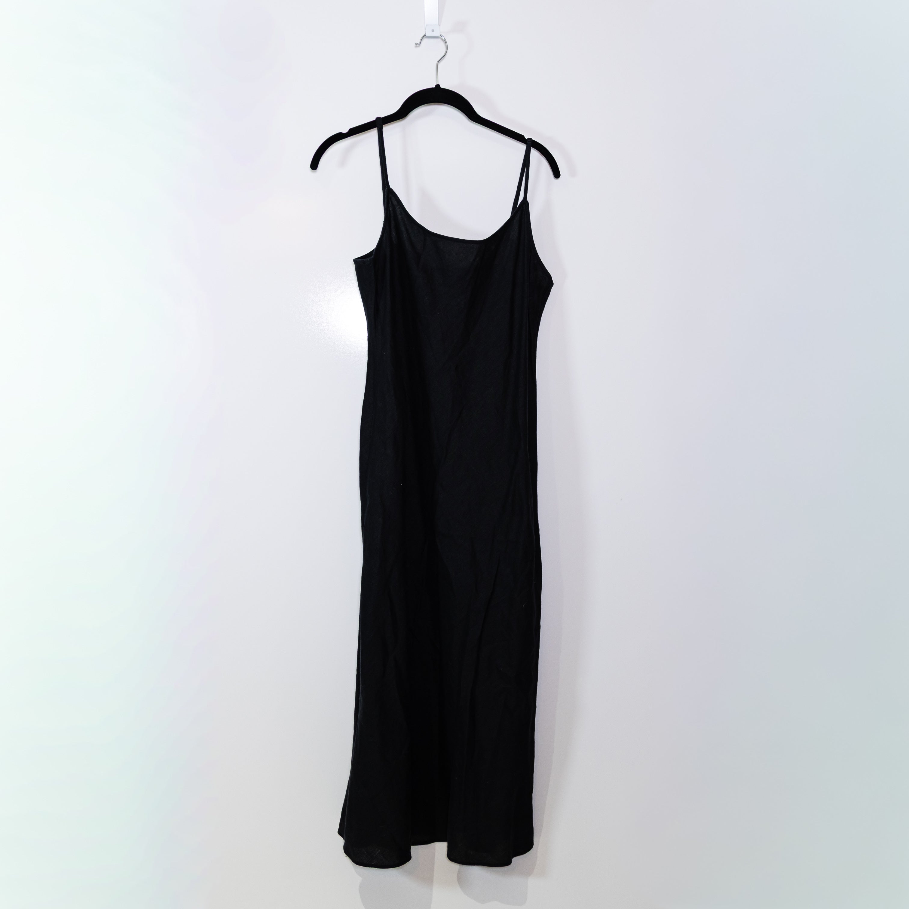 NEW J. Crew Gwyneth V Neck Slip Sleeveless Tank Midi Dress In Linen Solid Black