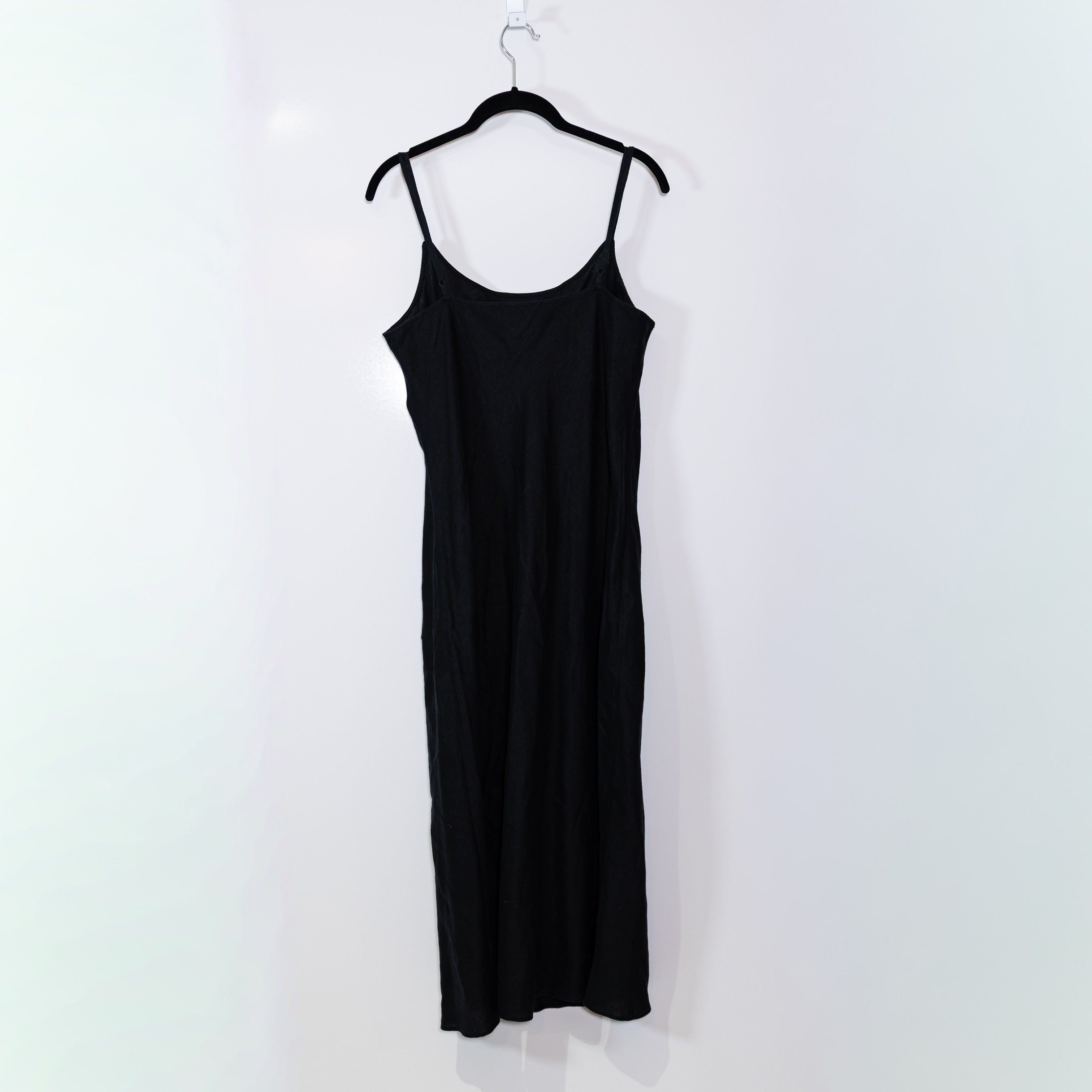 NEW J. Crew Gwyneth V Neck Slip Sleeveless Tank Midi Dress In Linen Solid Black