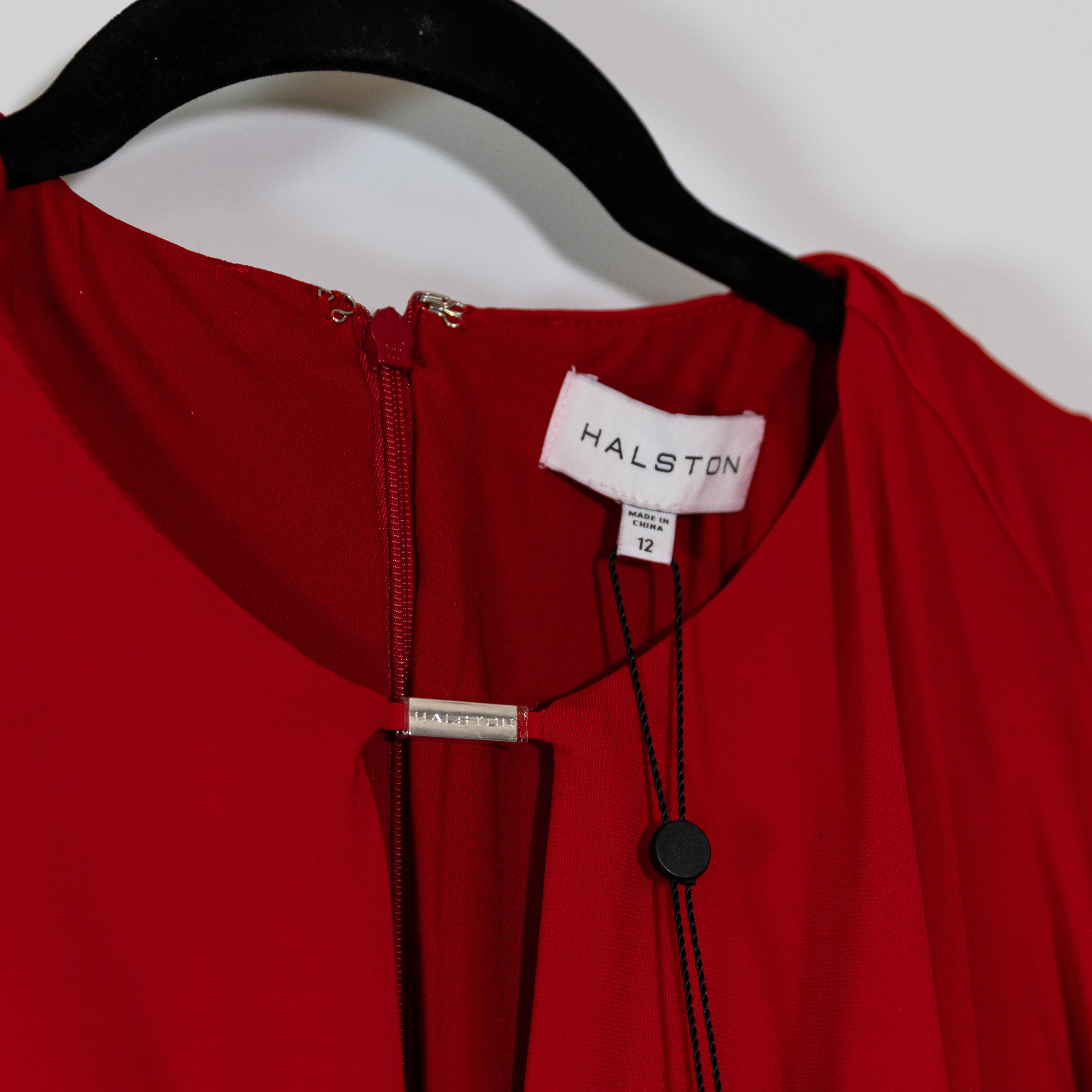 NEW Halston Carolina Jersey Knit Stretch Capelet Mini Dress Solid Red 12
