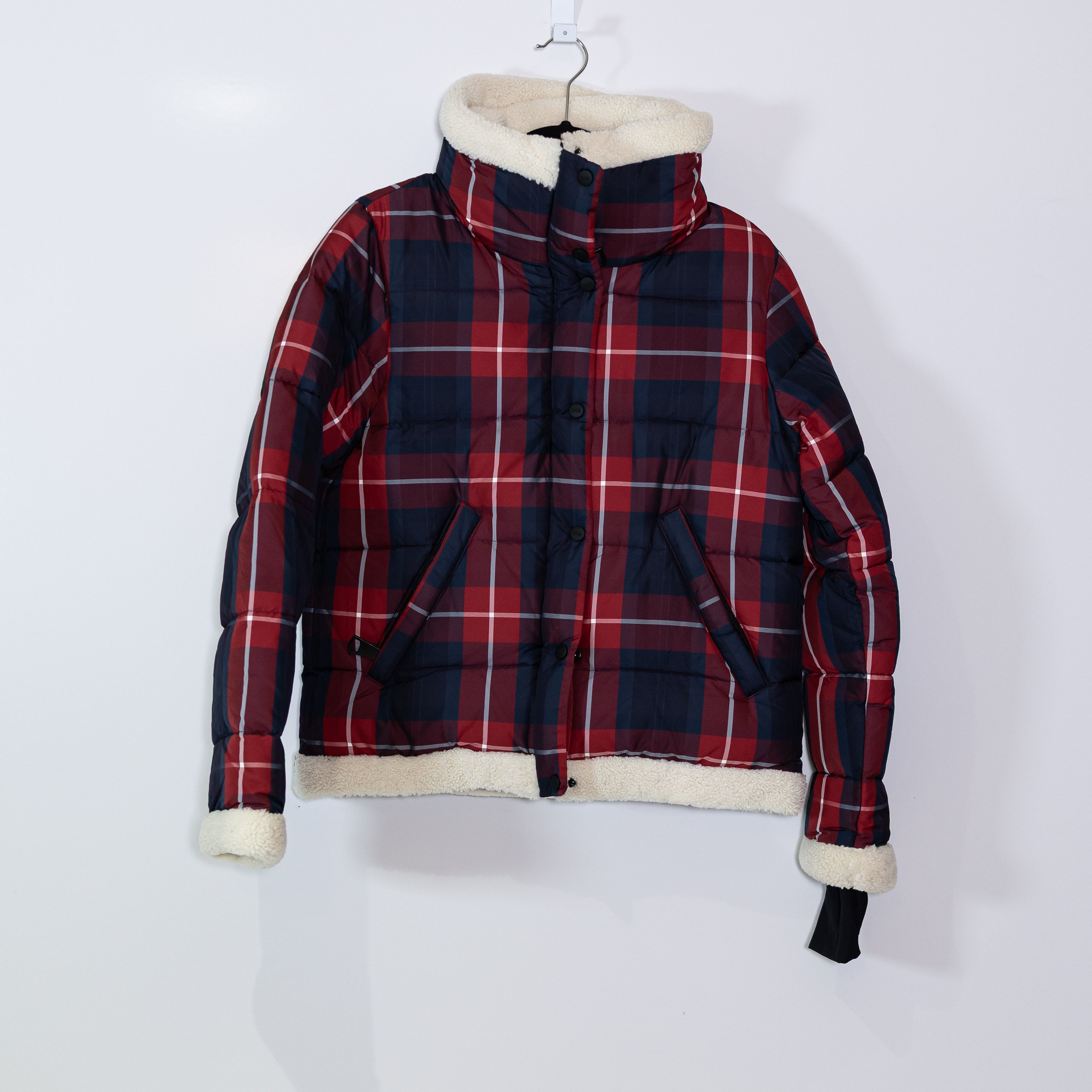 SAM. Mackenzie Shearling Lined Goose Down Quilted Water Resistant Jacket Plaid M