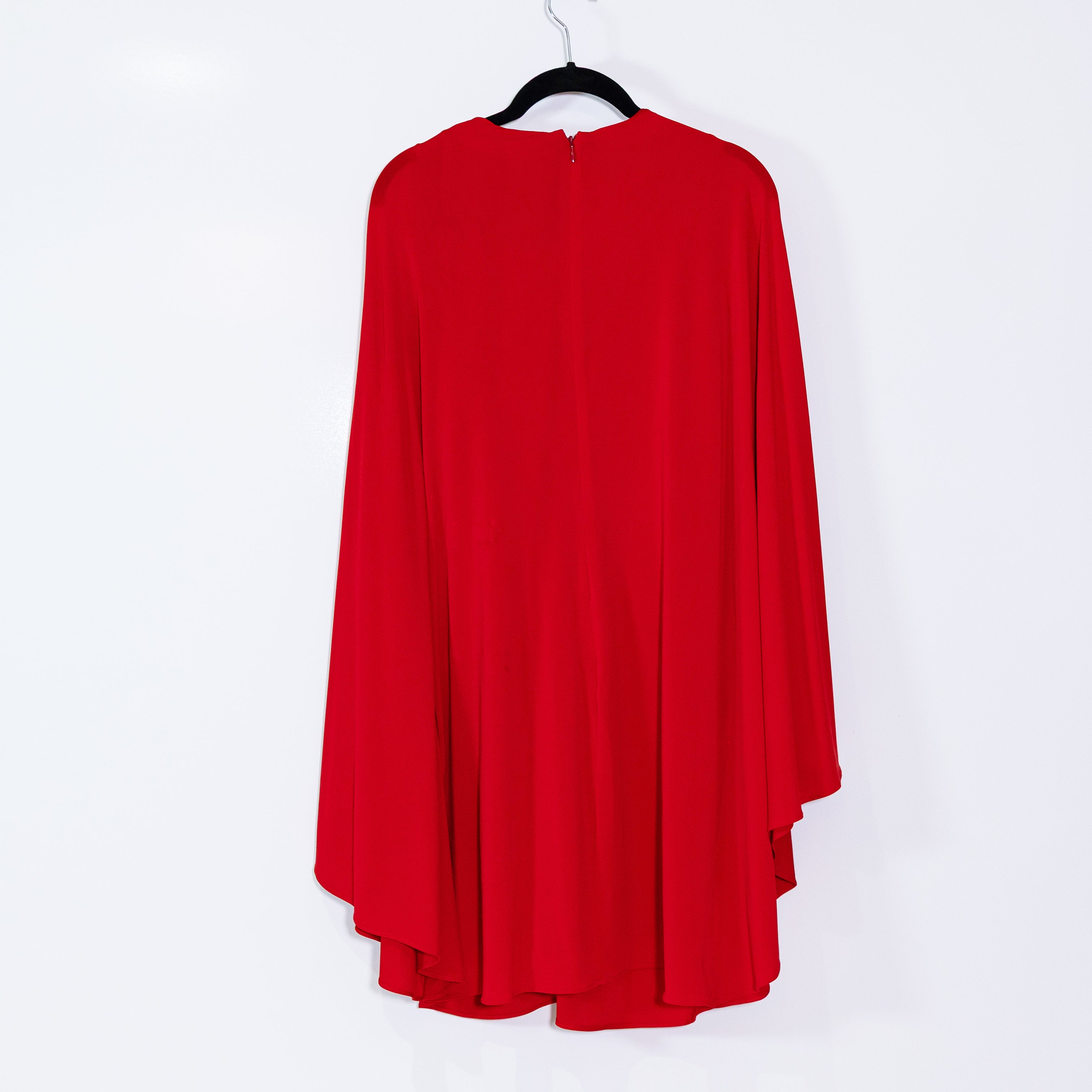 NEW Halston Carolina Jersey Knit Stretch Capelet Mini Dress Solid Red 12