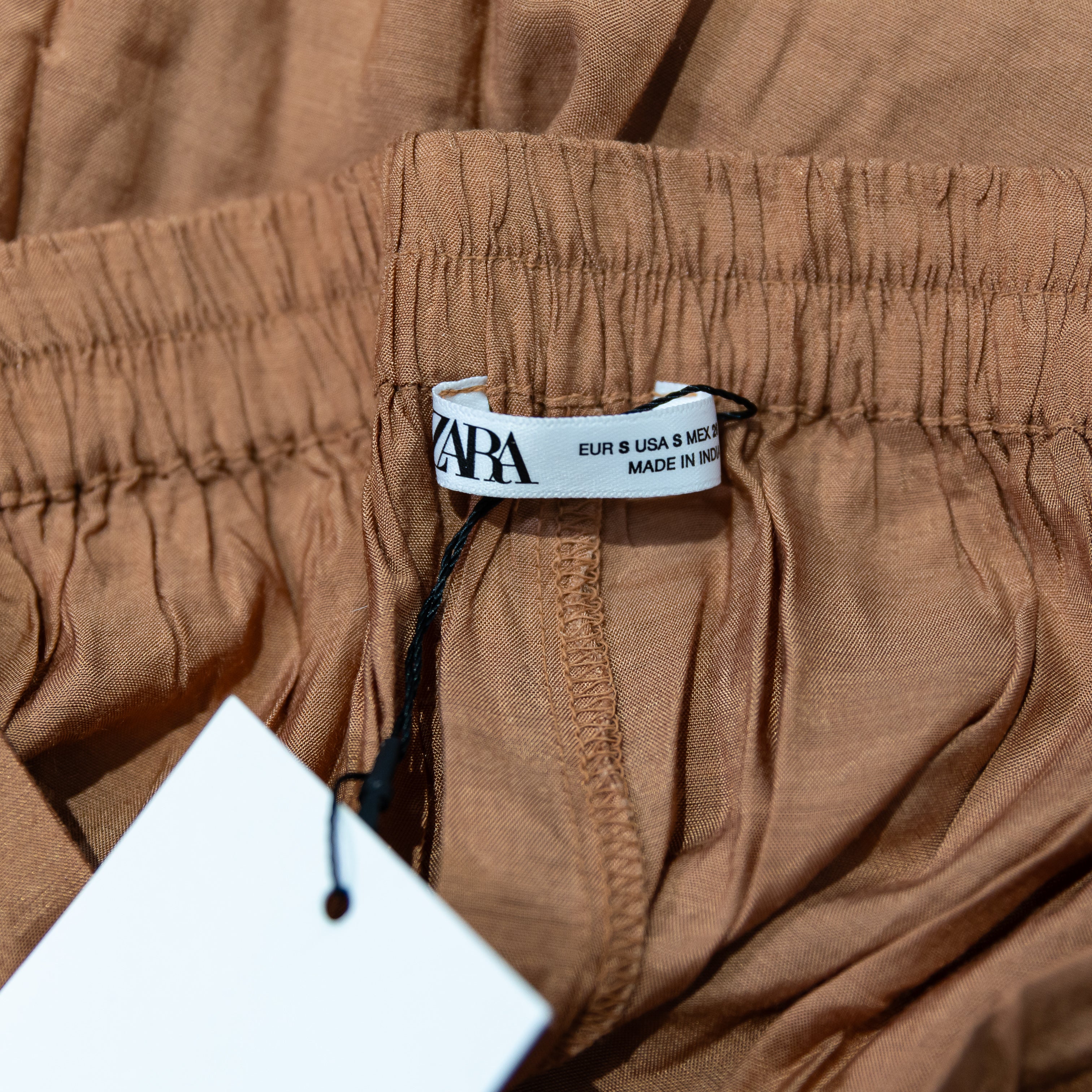 NEW Zara Lingerie Cotton Straight Leg Eyelet Lace Trim Pajama Lounge Pants Small