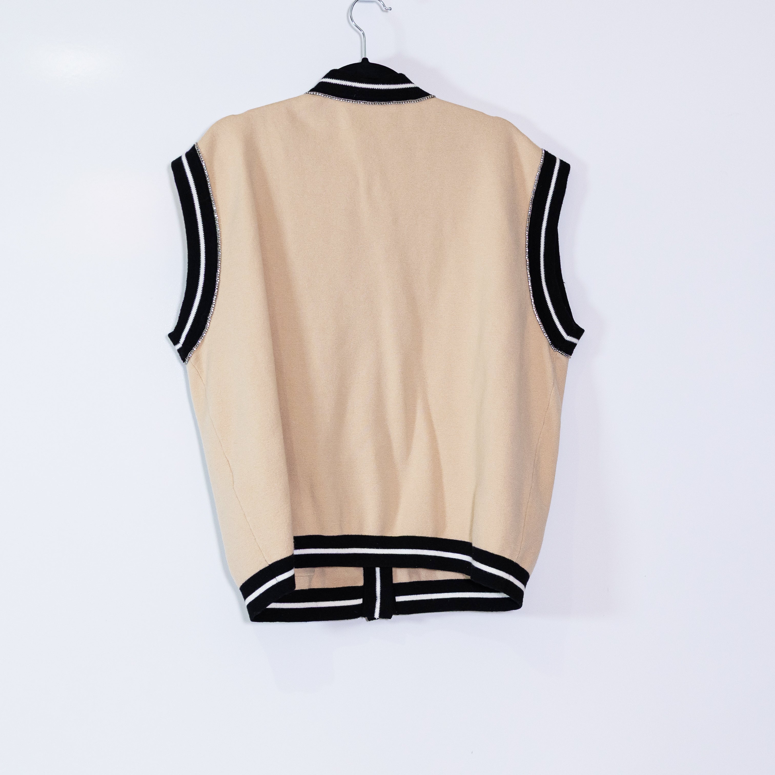 Maje Marshelli Oversized V Neck Button Front Sleeveless Knit Cardigan Sweater L
