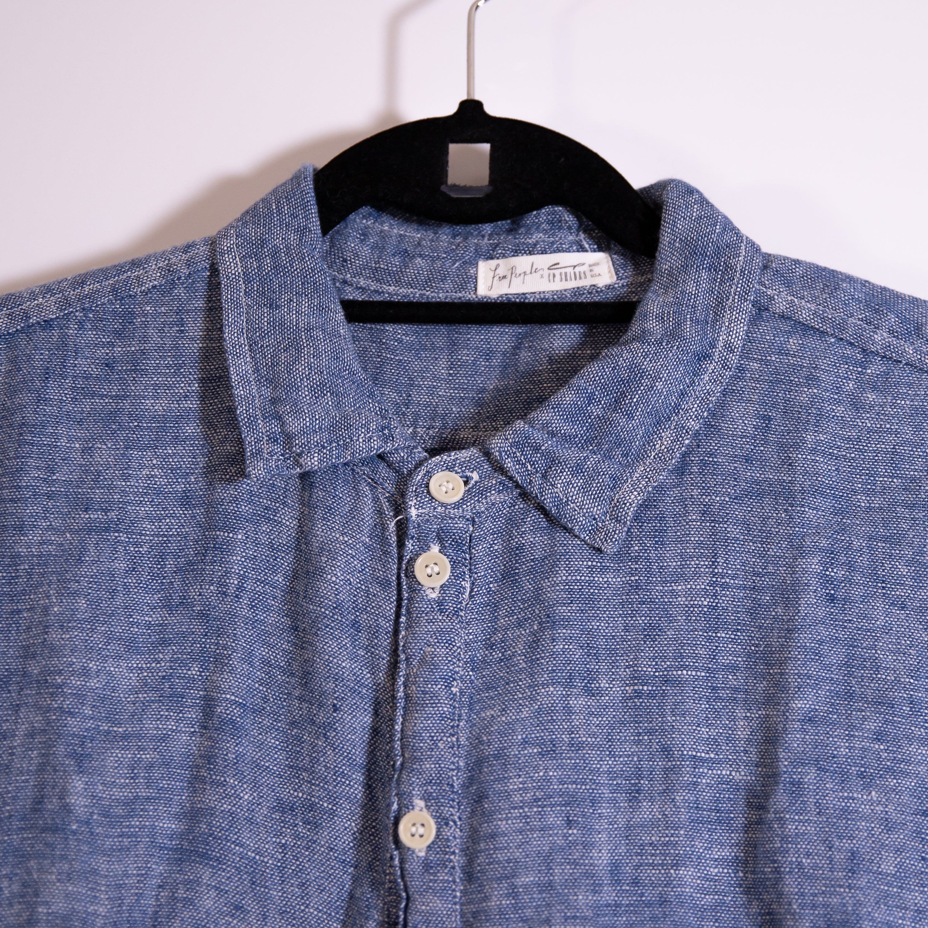 Free People x CP Shades Linen Lightweight Woven Chambray Denim Pullover Dress L