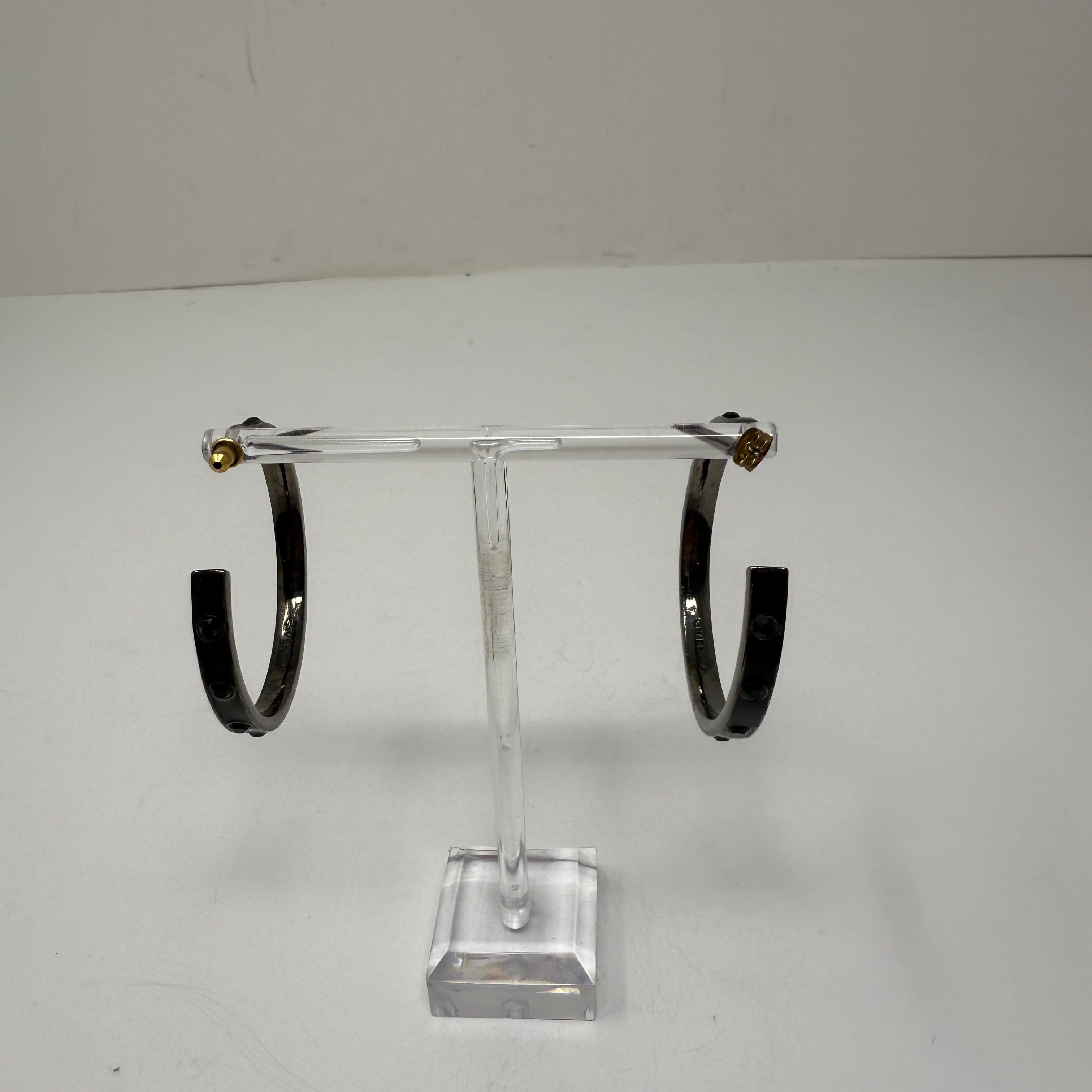 Givenchy Gray Silver Faux Crystal Jewel Hoop Earrings