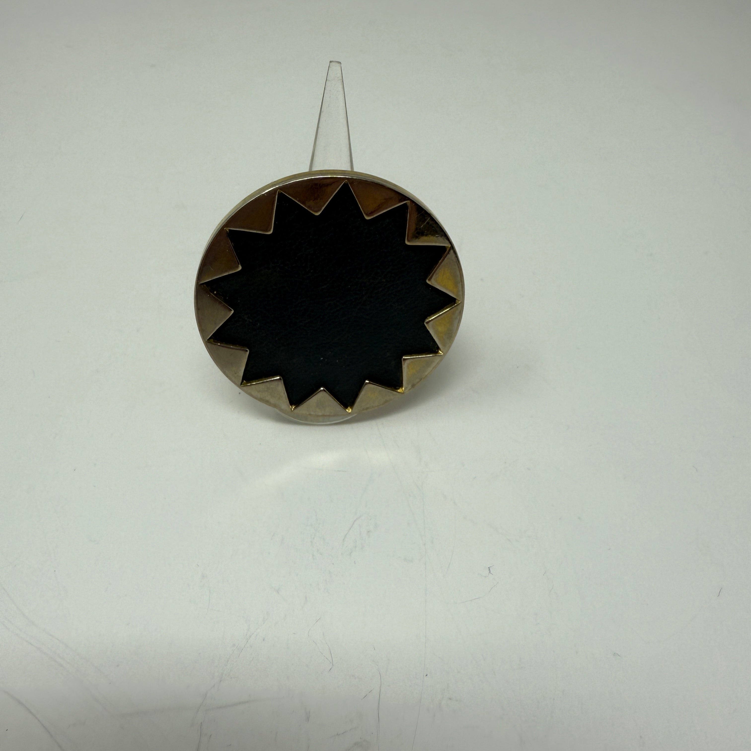 House Of Harlow 1960 Sunburst Gold Plated Leather Cocktail Statement Ring 5.5