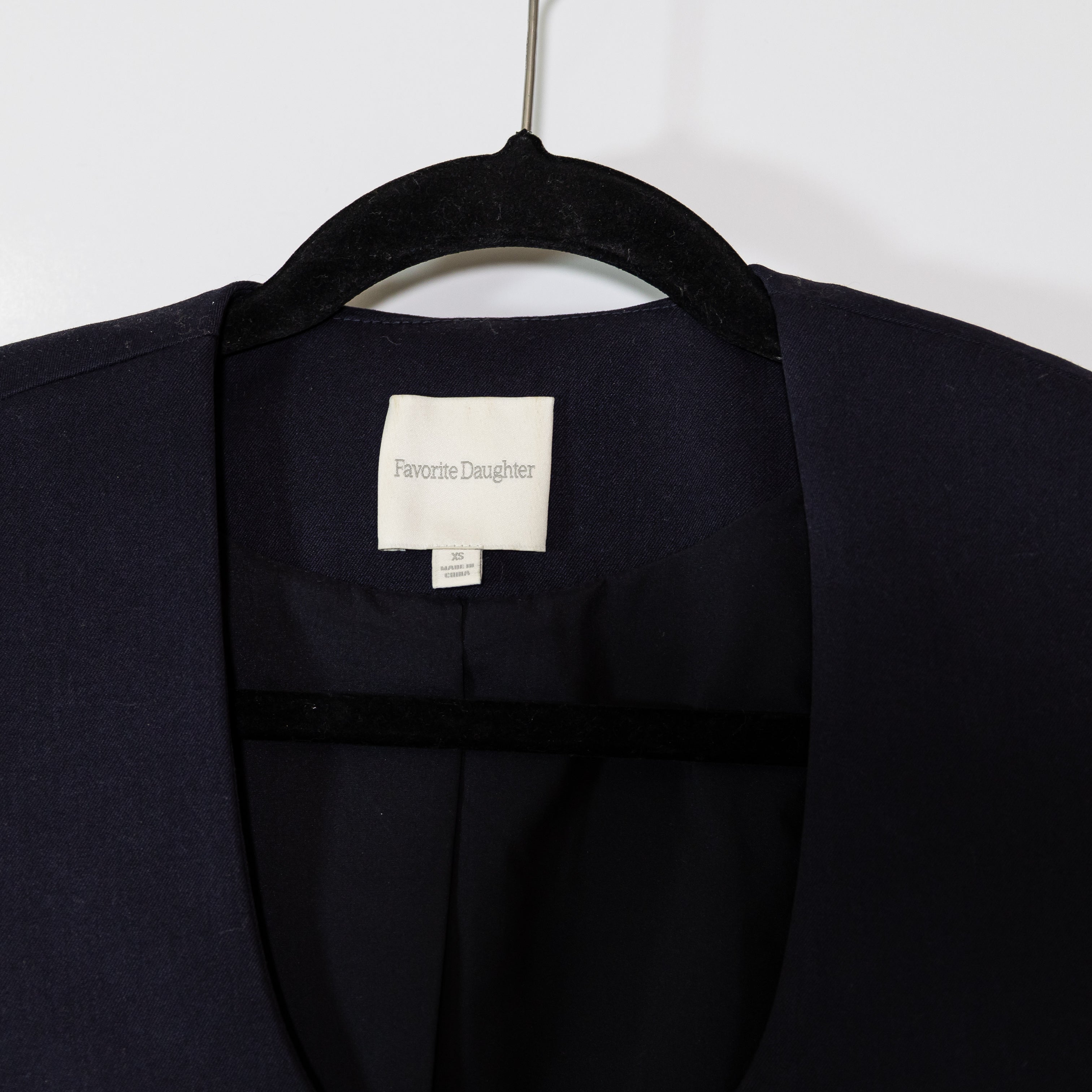 Favorite Daughter The Diana Scoop Neck Button Front Blazer Night Sky Black XS