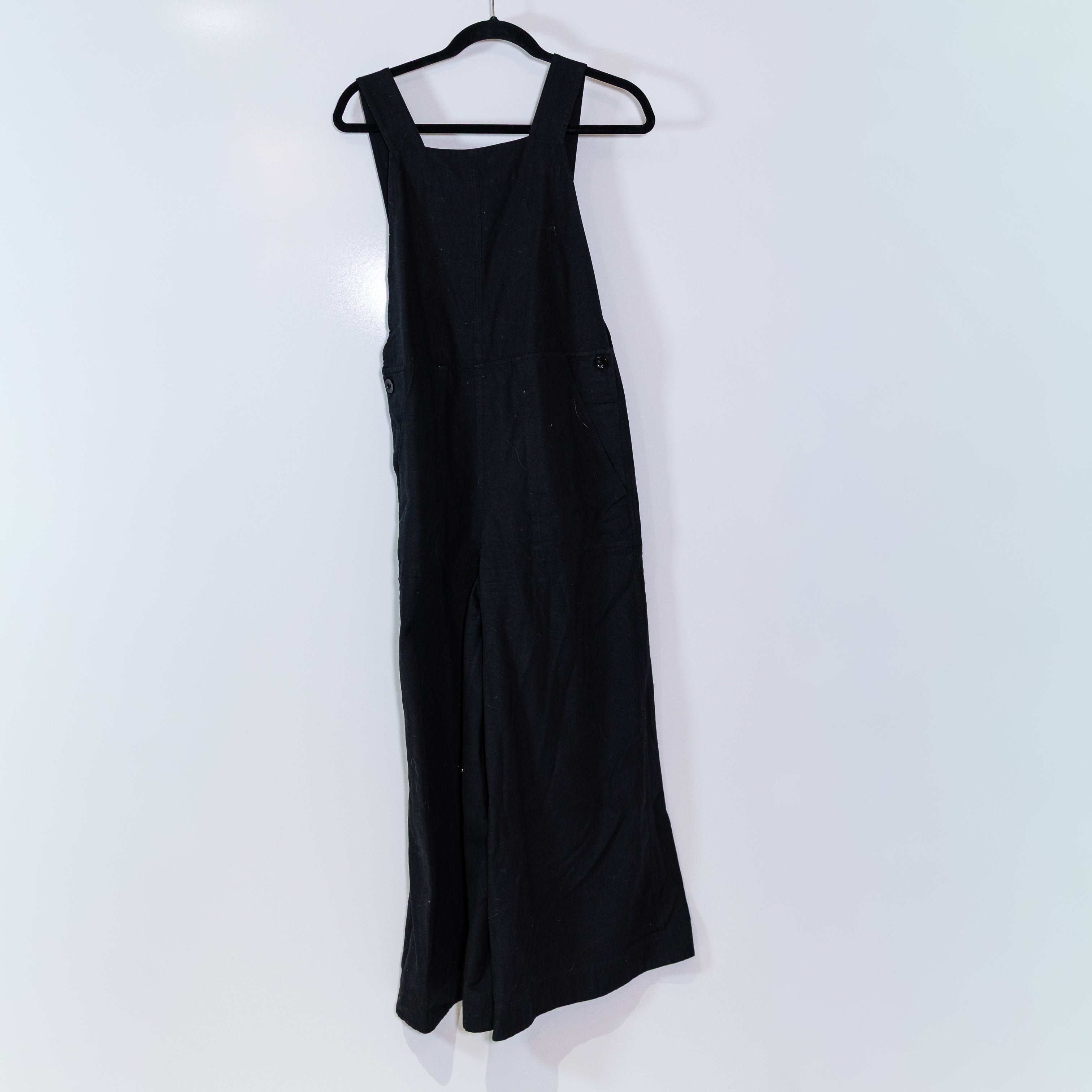 COS Cotton Blend Square Neck Full Length Jumpsuit Jumper Black Small
