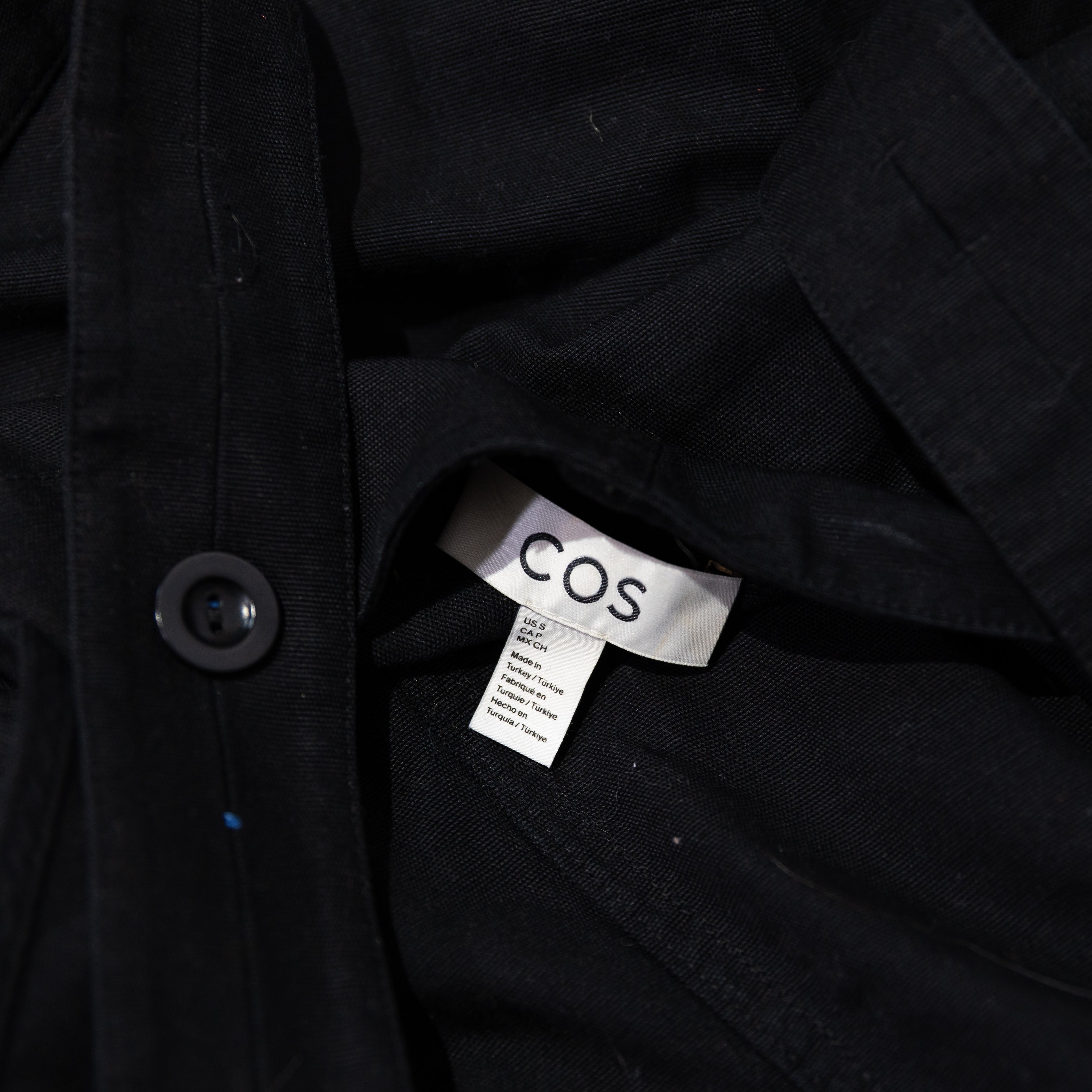 COS Cotton Blend Square Neck Full Length Jumpsuit Jumper Black Small