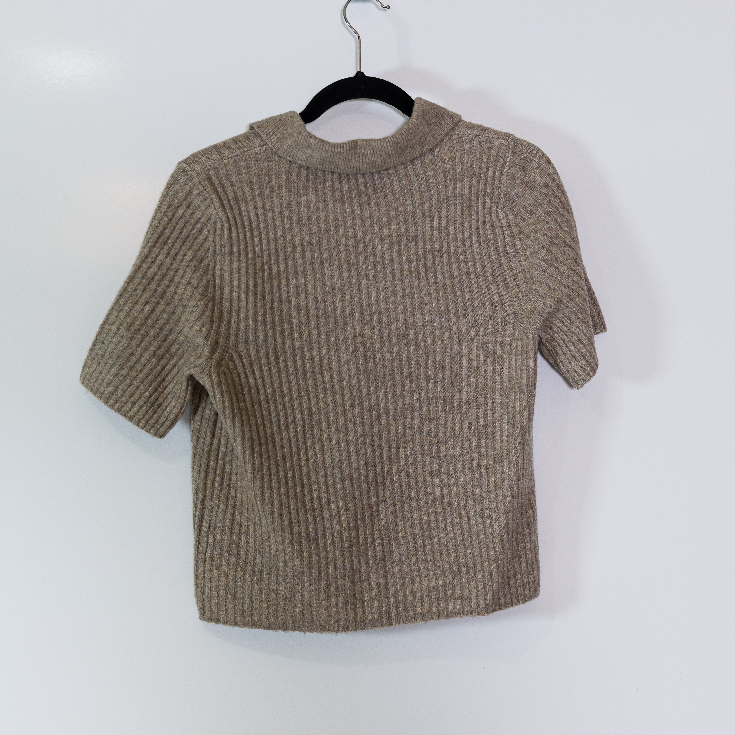 Abercrombie & Fitch Wool Blend Ribbed Knit Stretch Collared Button Front Sweater