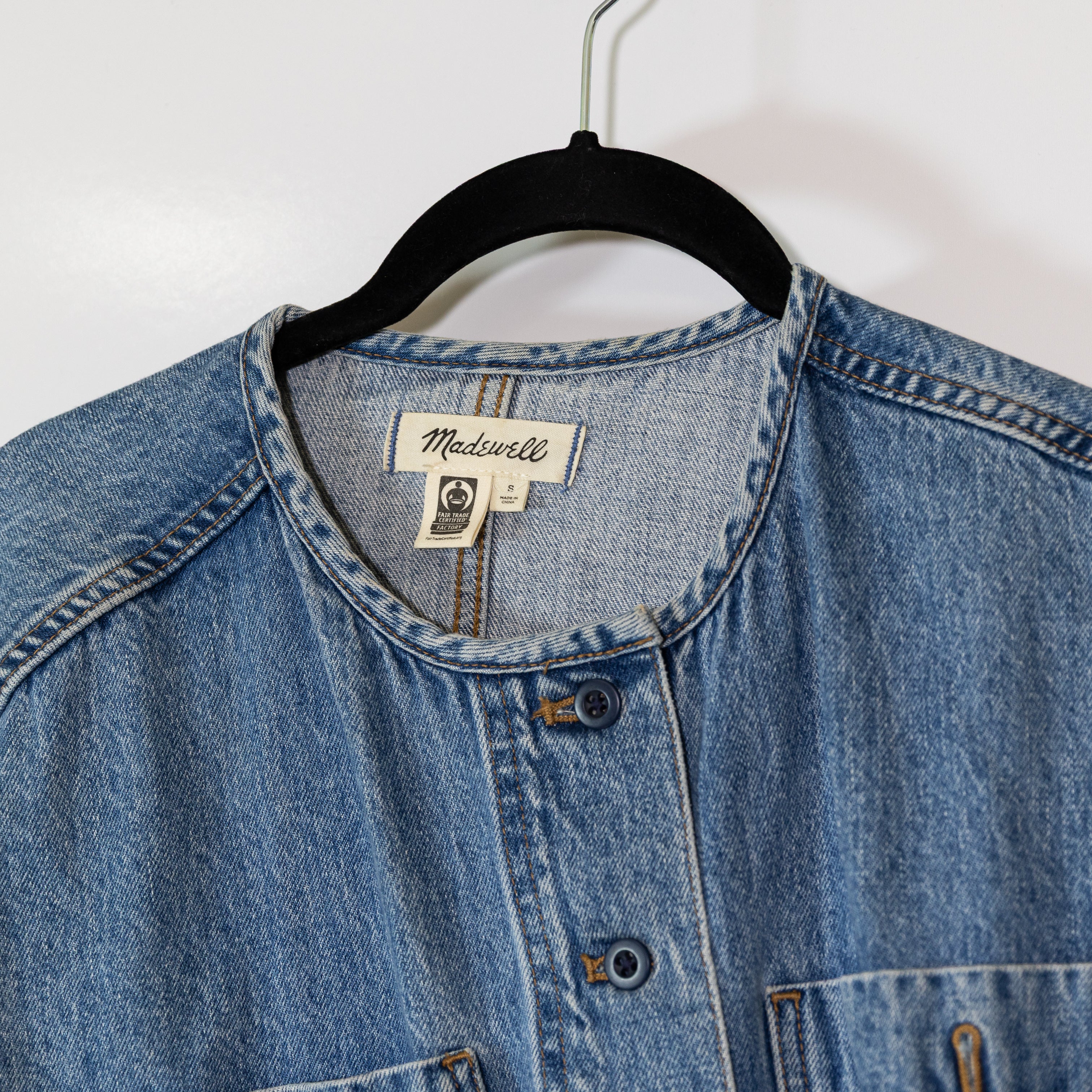 Madewell Denim Jean Cotton Claremont Drawstring Jacket in Saybrook Wash Small