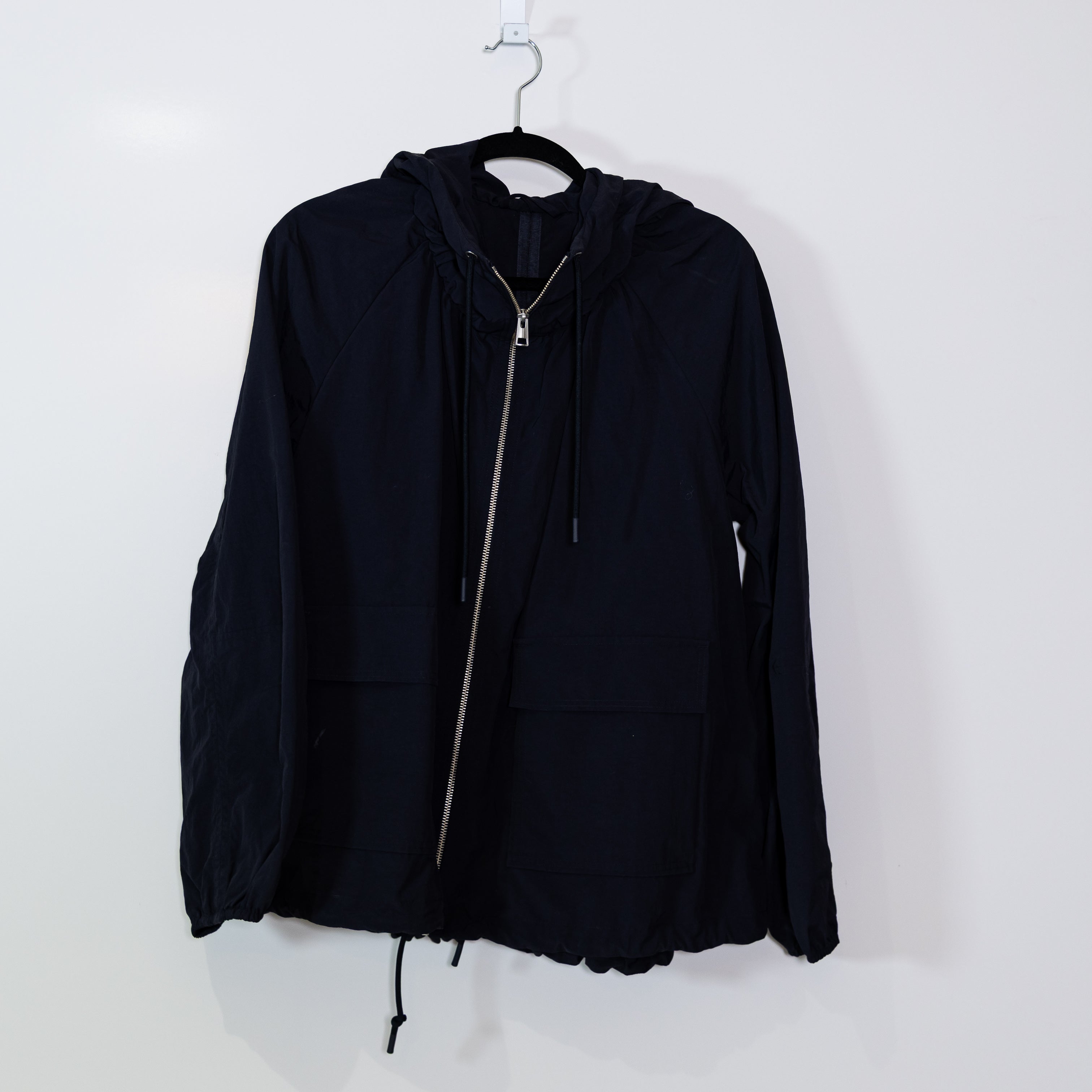 COS Women's Technical Full Zip Hooded Windbreaker Parka Jacket Black Small