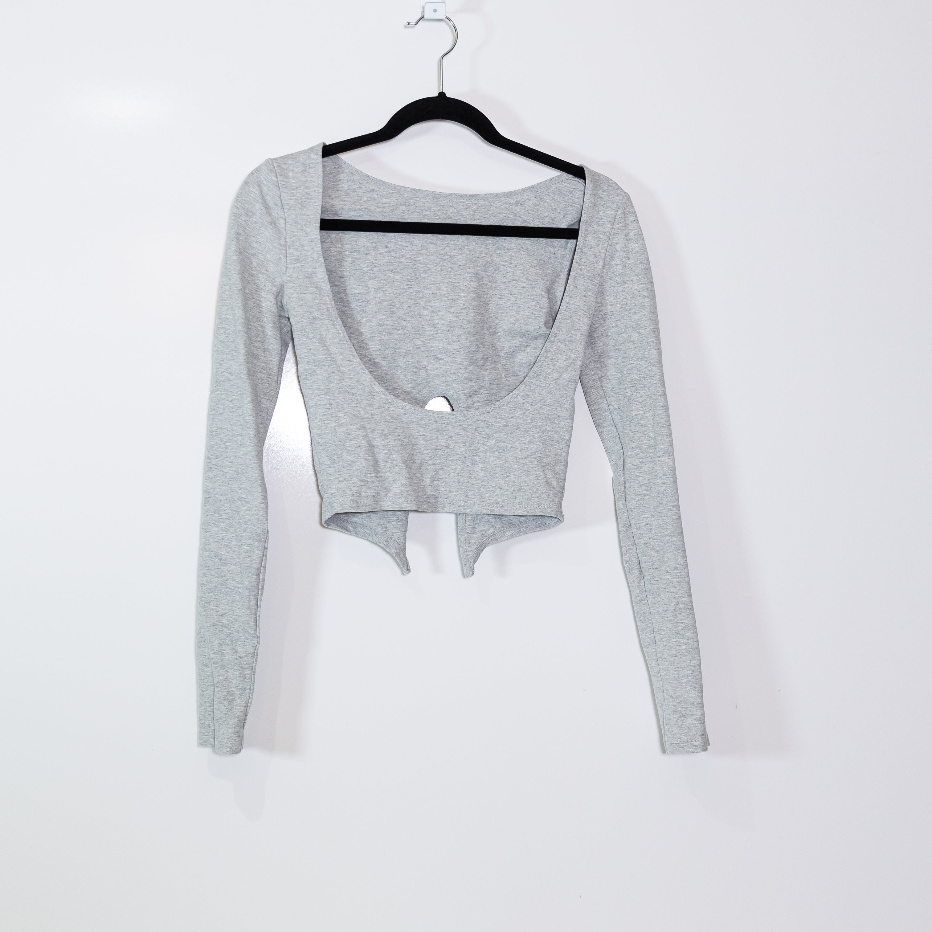 Daughter Lessons Combo Long Sleeve Reversible Twist Tie Knot Tee Shirt Gray XS