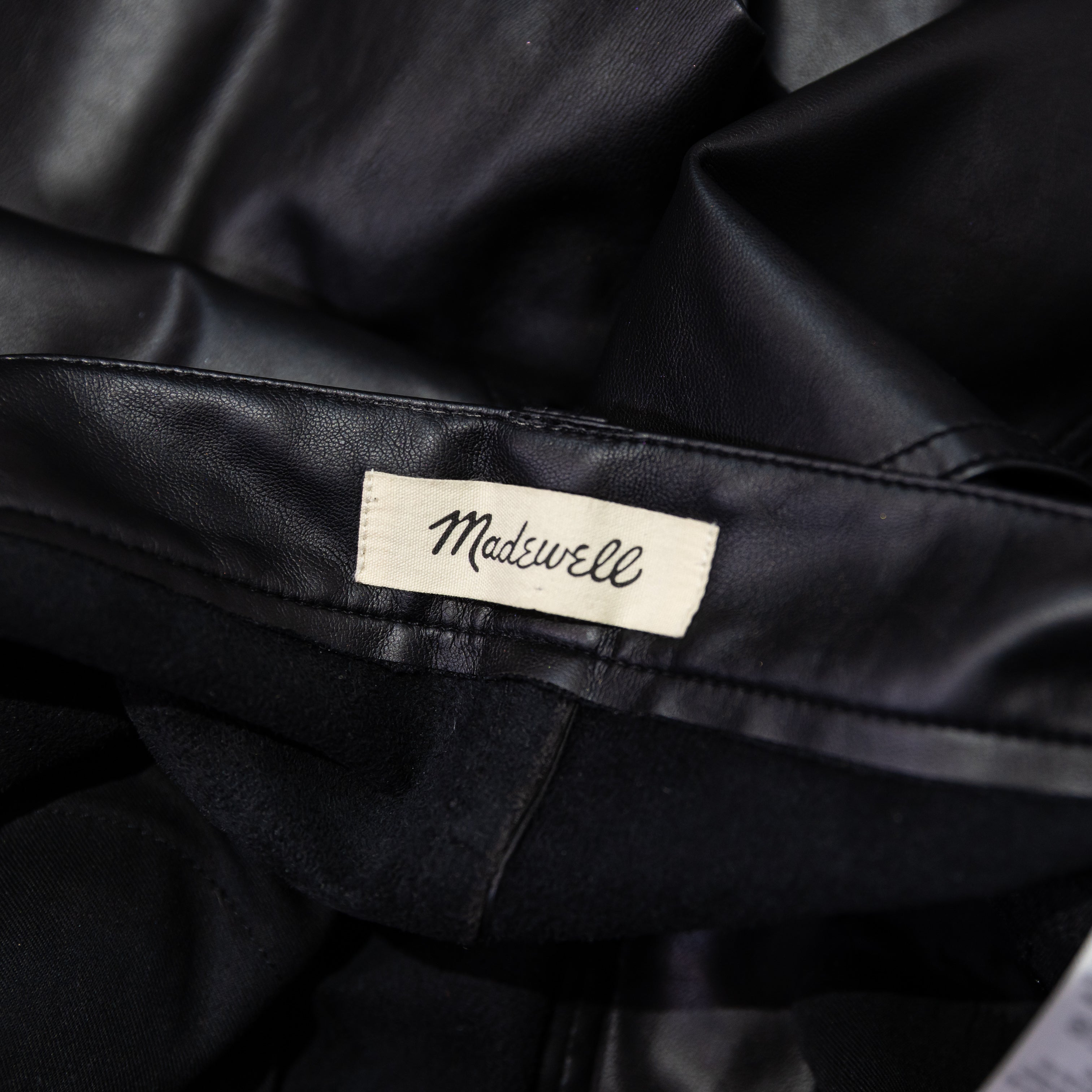 Madewell The Perfect Vintage Wide-Leg Pant Faux Leather Edition Solid Black 28
