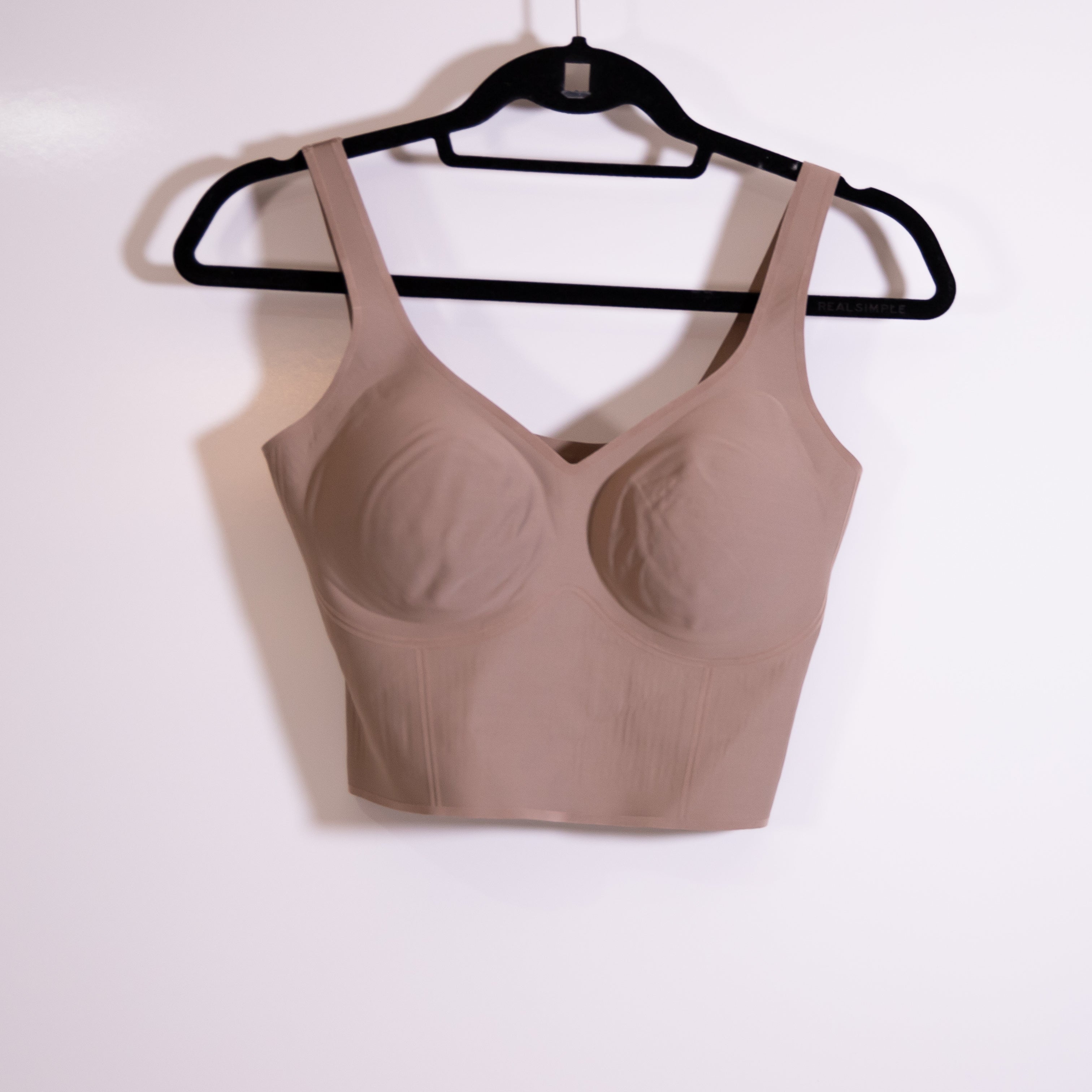 Fanka Body Sculpt Bra Supportive Athletic Work Out Crop Top Beige Brown Medium