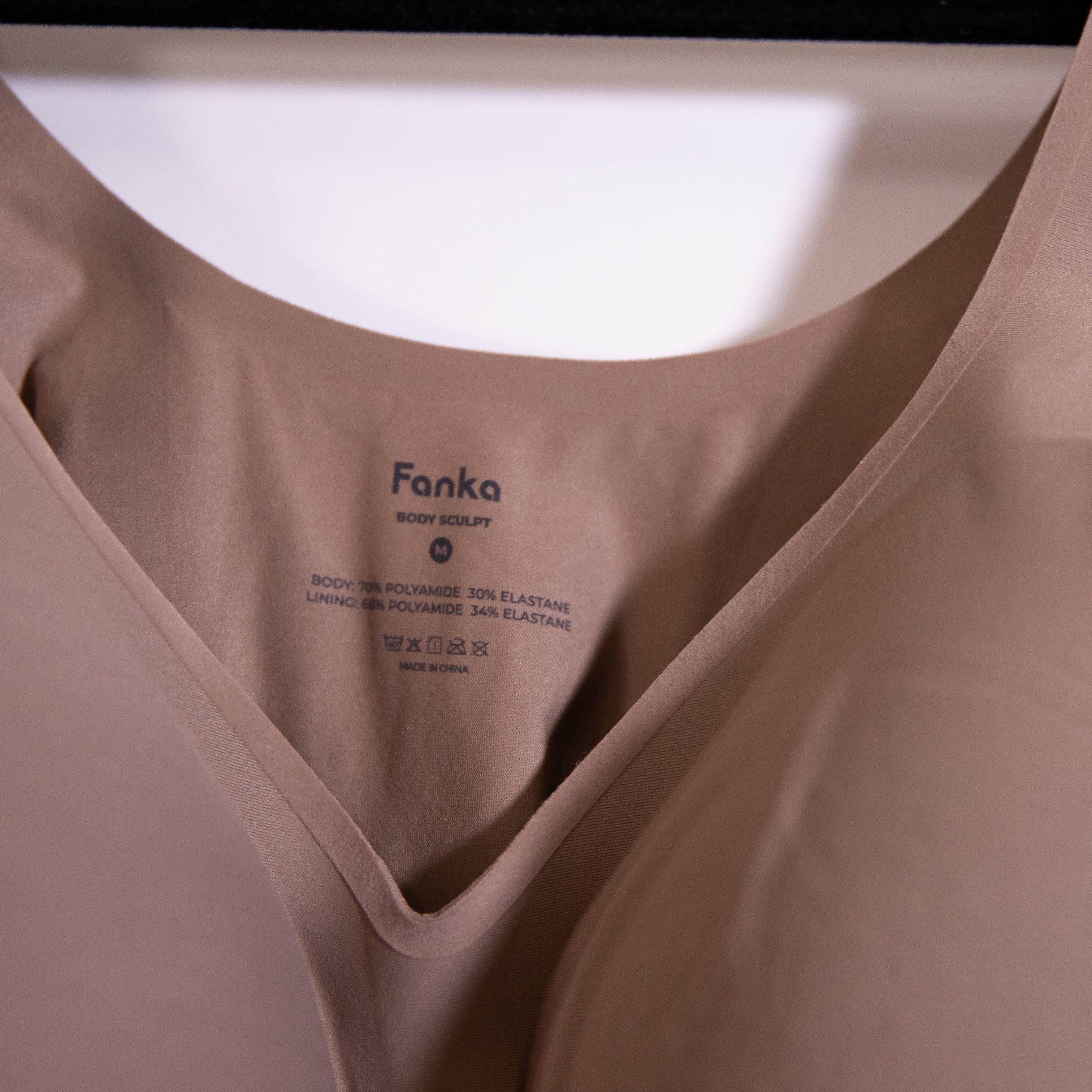 Fanka Body Sculpt Bra Supportive Athletic Work Out Crop Top Beige Brown Medium