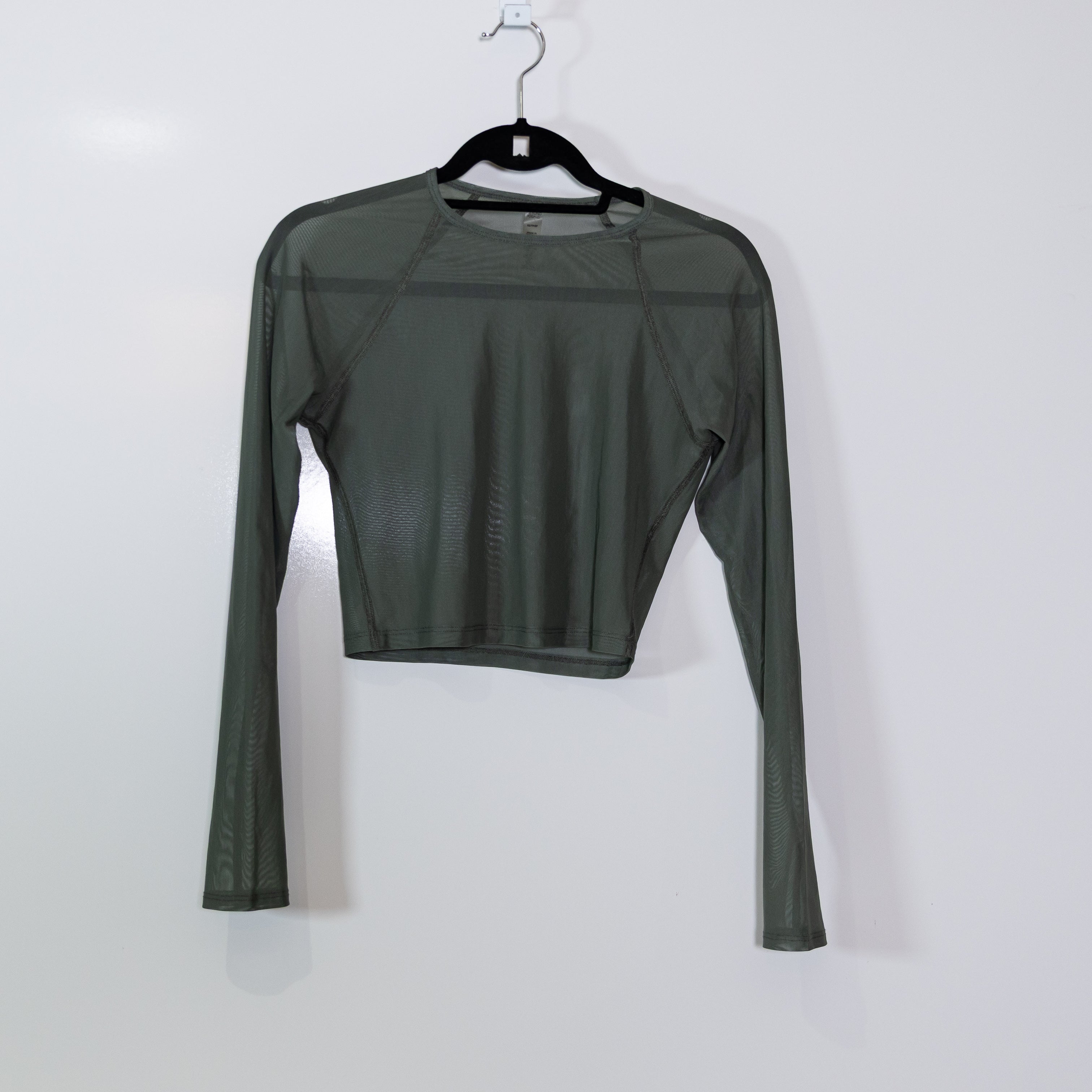 Beyond Yoga Women's Show Off Sheer Mesh Long Sleeve Cropped Top Modern Olive XS
