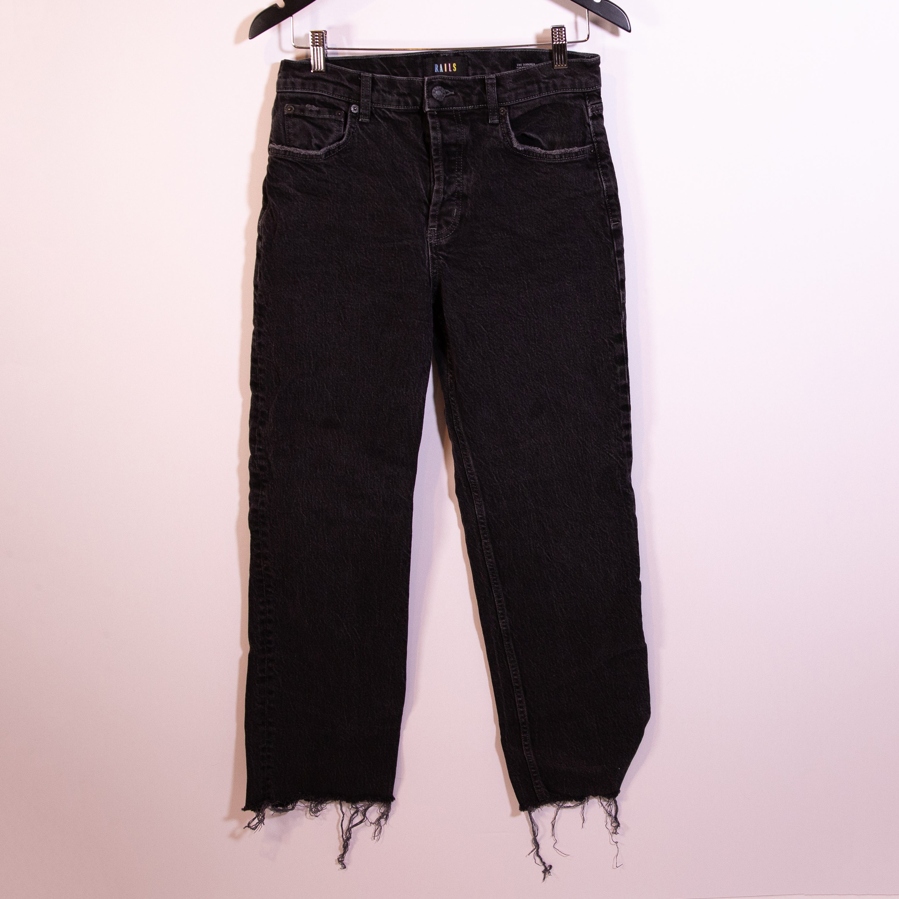 Rails The Topanga High Rise Straight Leg Cotton Denim Jeans Pants Black 28