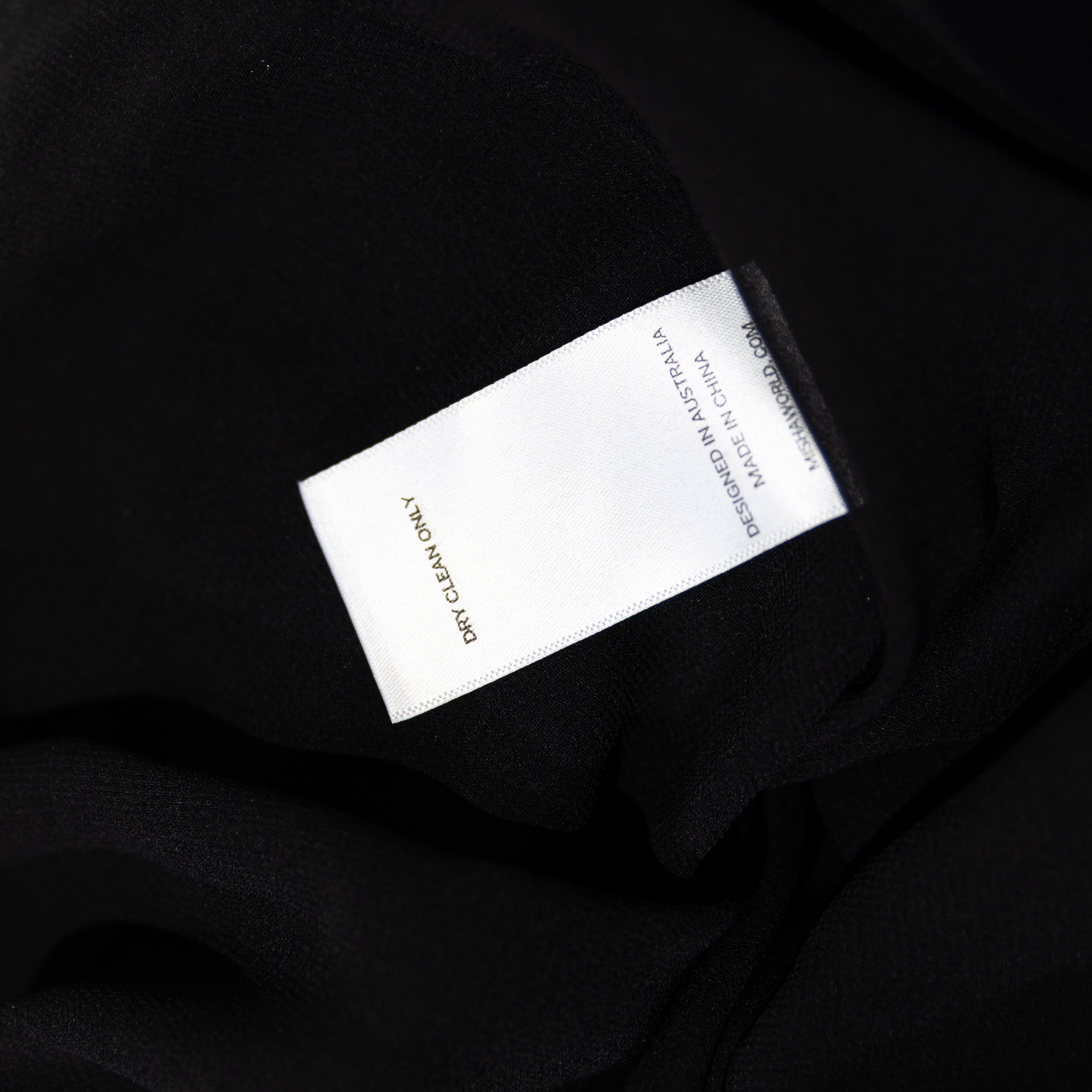 NEW Misha The Lilia Satin Neck Wrap Scarf Column Long Black Cocktail Dress XS