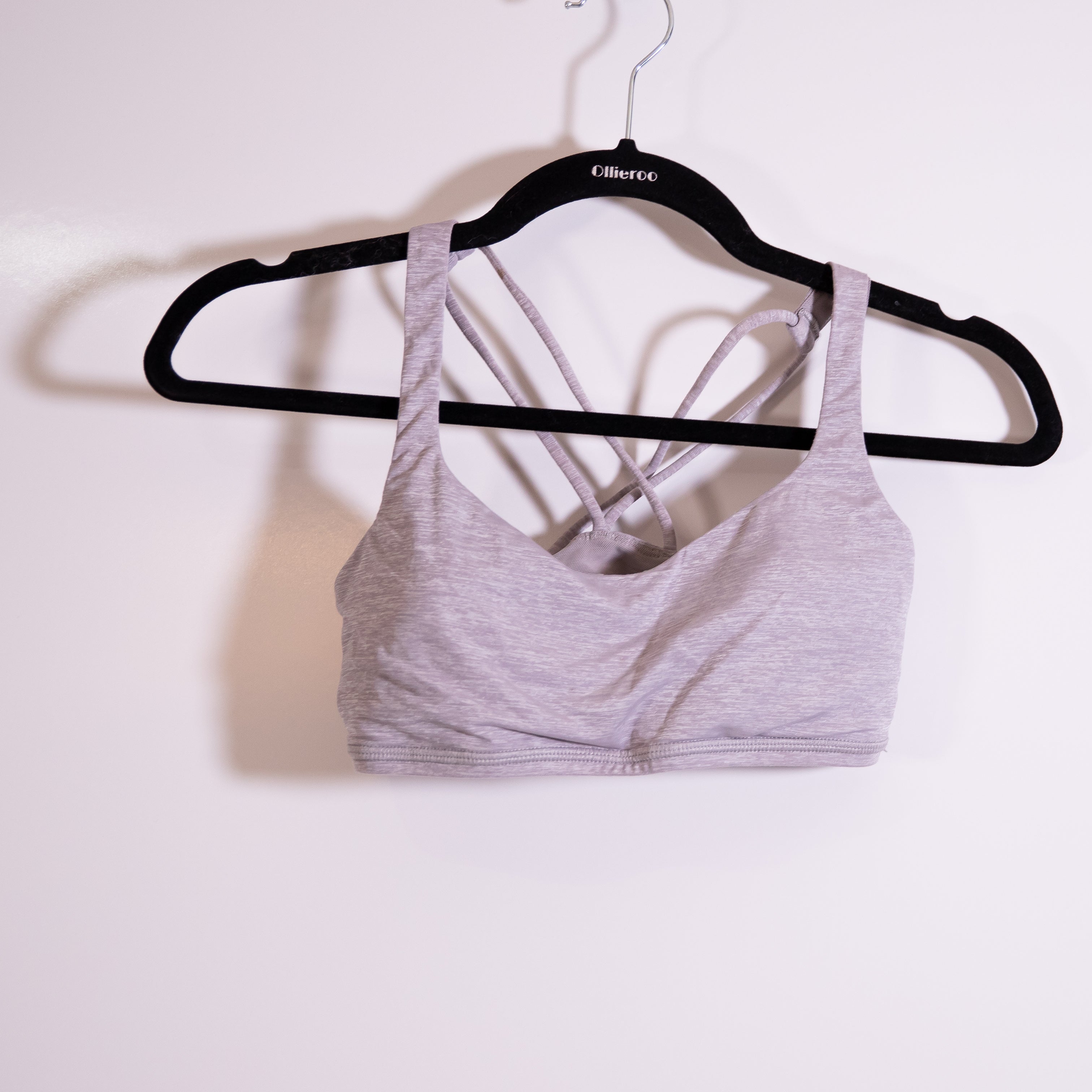 Lululemon Free To Be Athletic Work Out Strappy Sports Bra Heathered Slate Gray 6