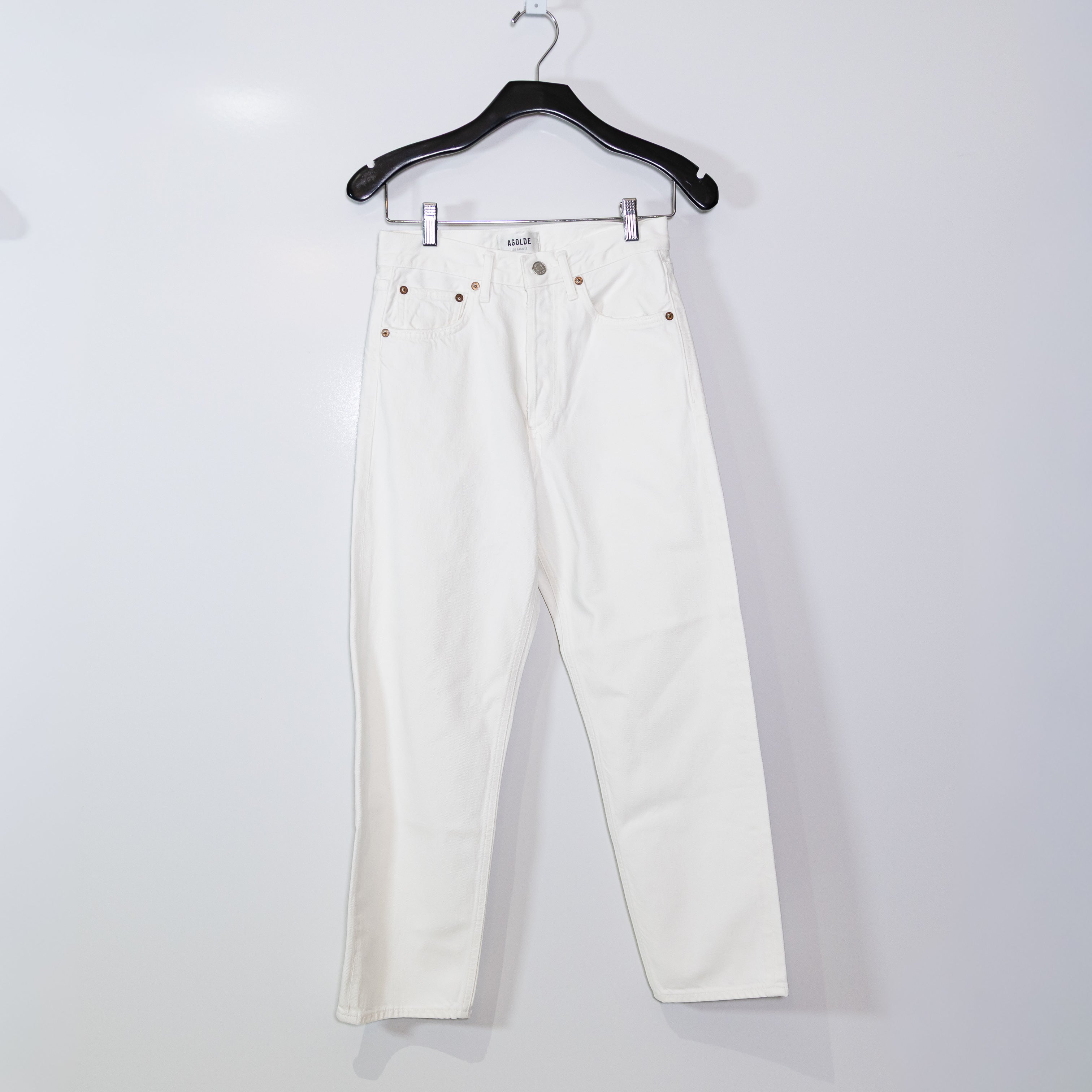 Agolde Denim Women's 90s Crop Mid Rise Loose Straight Leg Jeans Marshmallow 24