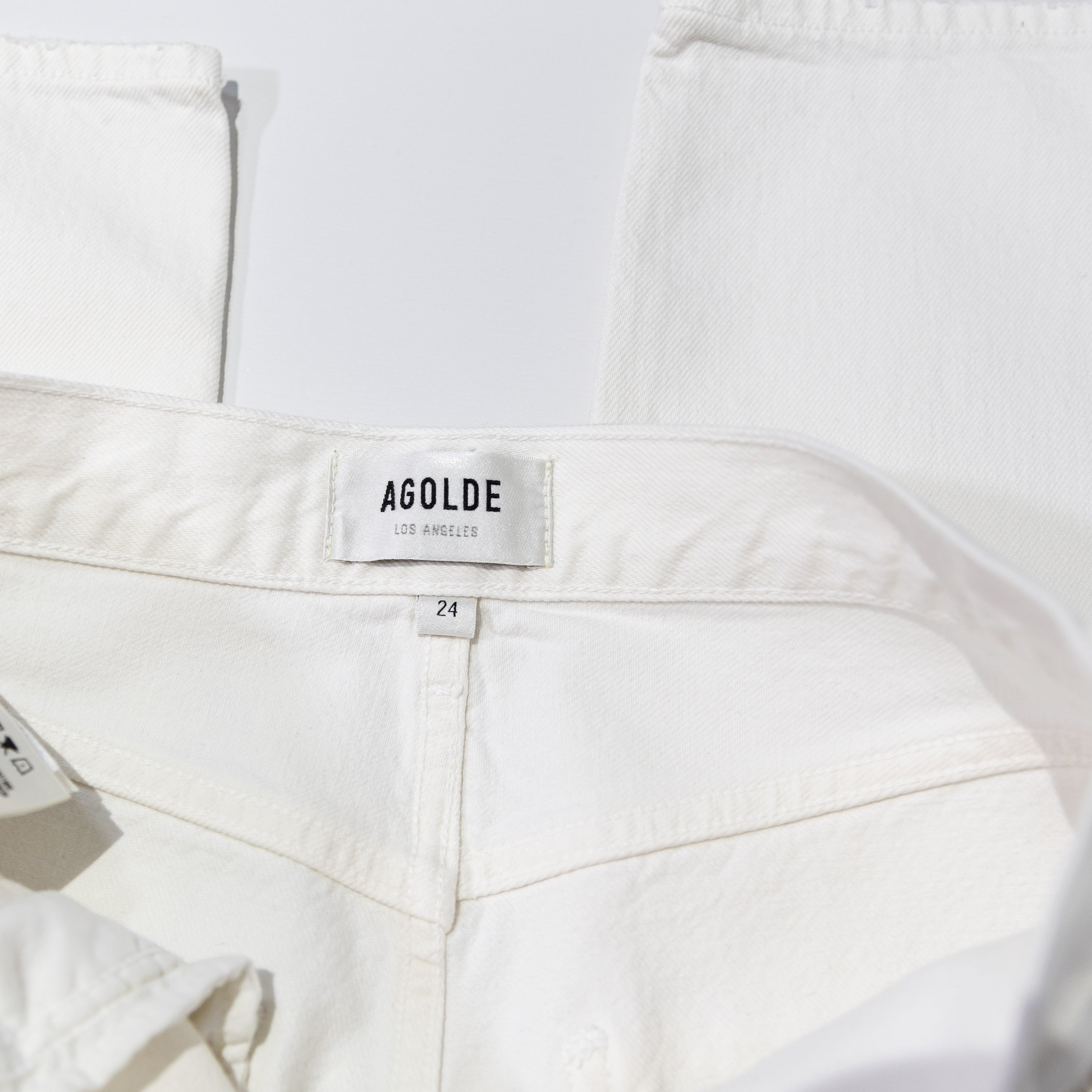 Agolde Denim Women's 90s Crop Mid Rise Loose Straight Leg Jeans Marshmallow 24