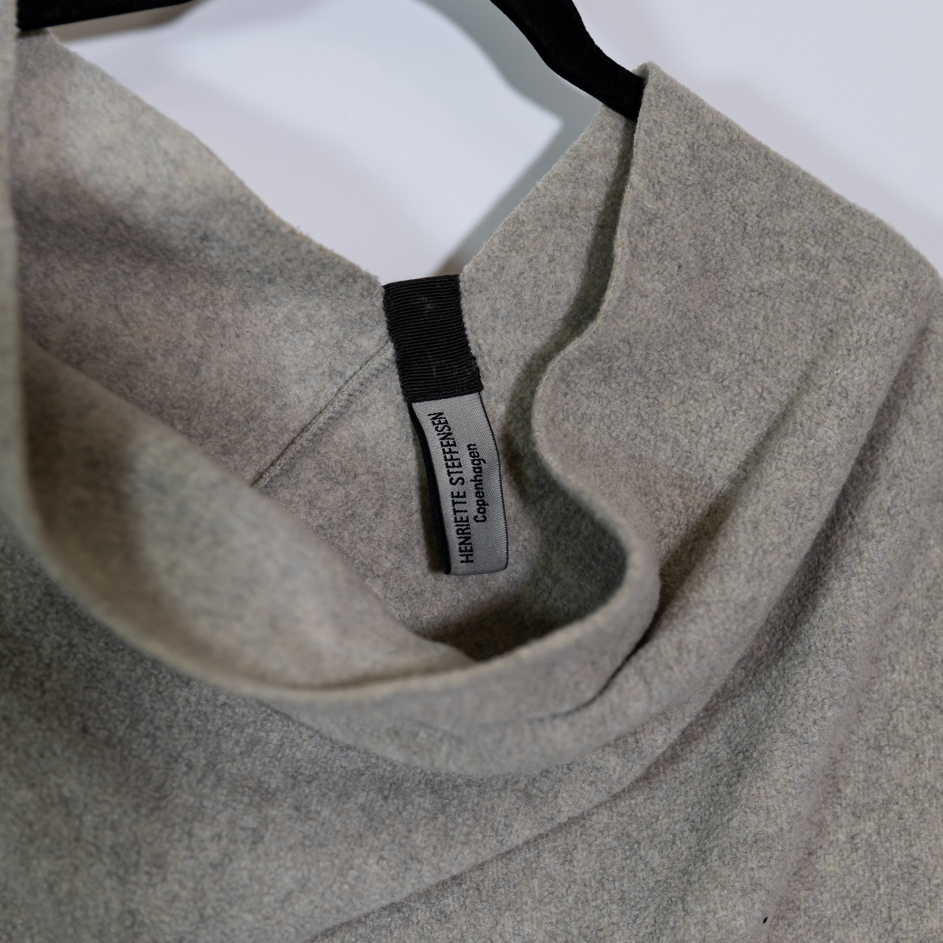Henriette Steffensen Fleece Oversized Poncho Shawl Scarf Gray Yellow Colorblock
