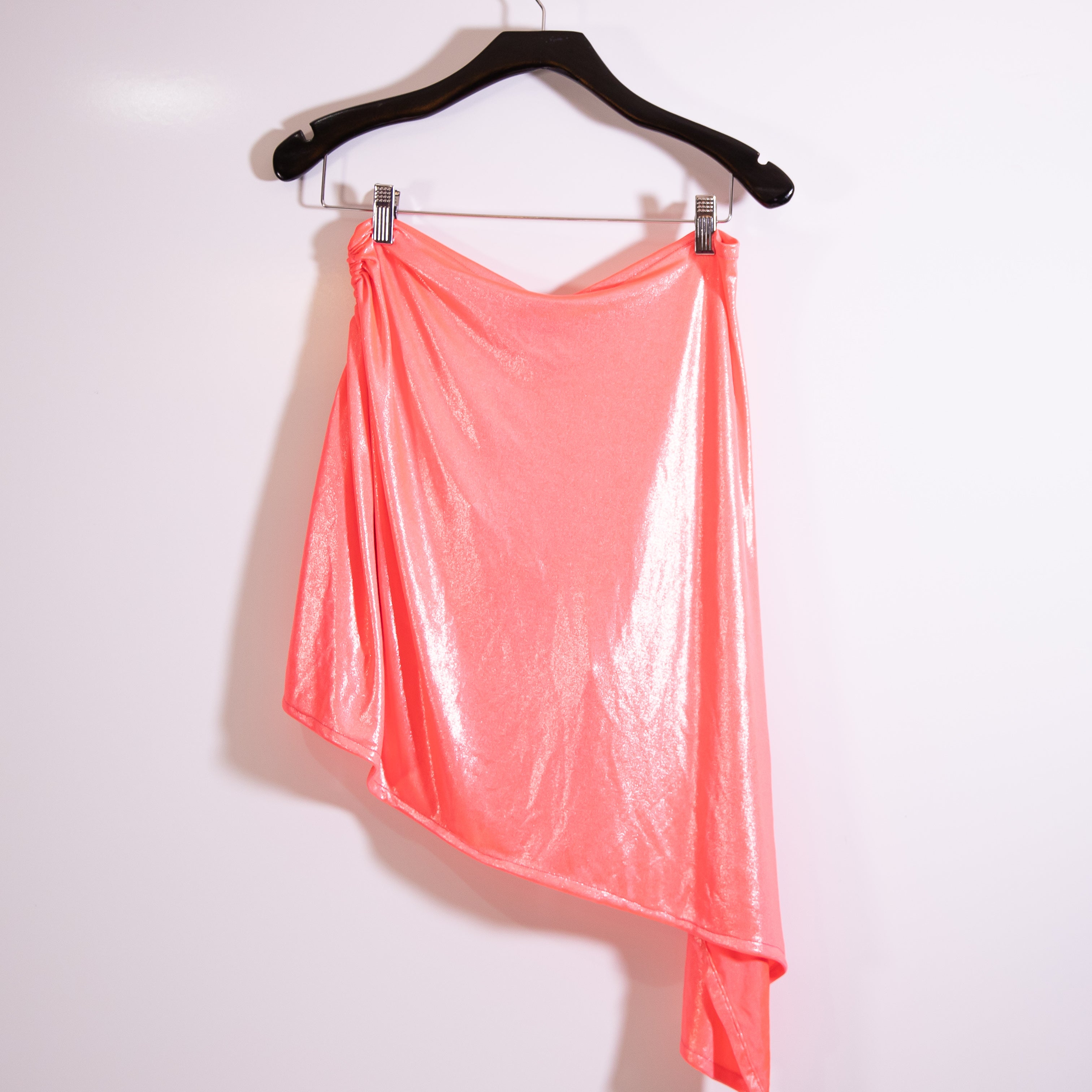 NEW J. Angelique Liquid Metallic Orange Sparkle Two Piece Set Top Midi Skirt S