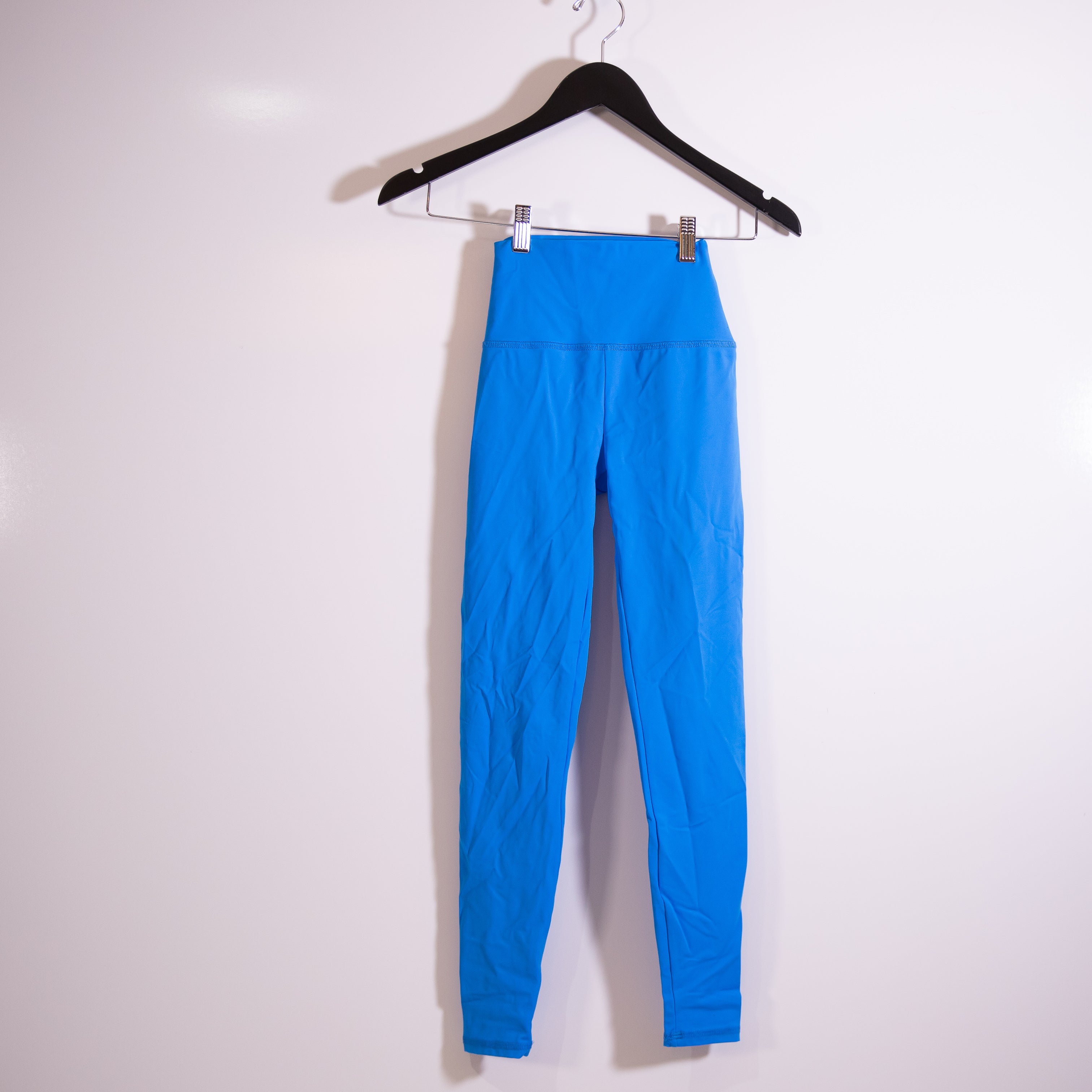 Lanston Sport Athletic Work Out High Rise Training Leggings Pants Solid Blue XS