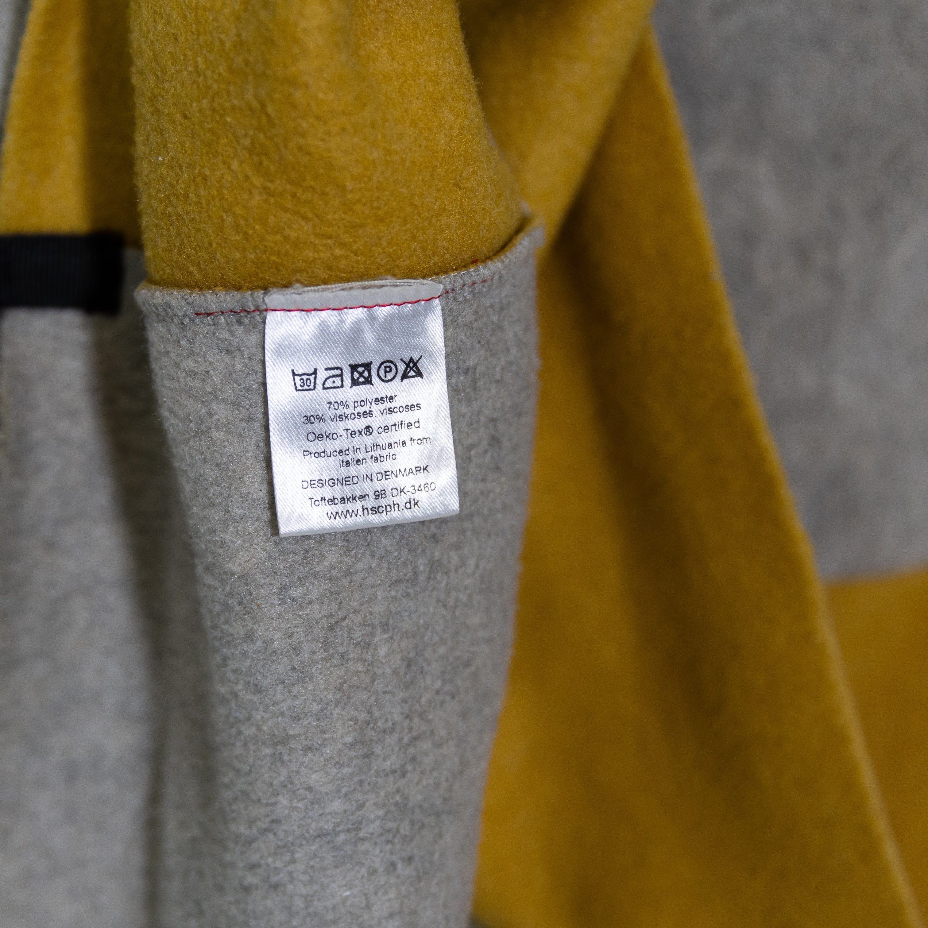 Henriette Steffensen Fleece Oversized Poncho Shawl Scarf Gray Yellow Colorblock