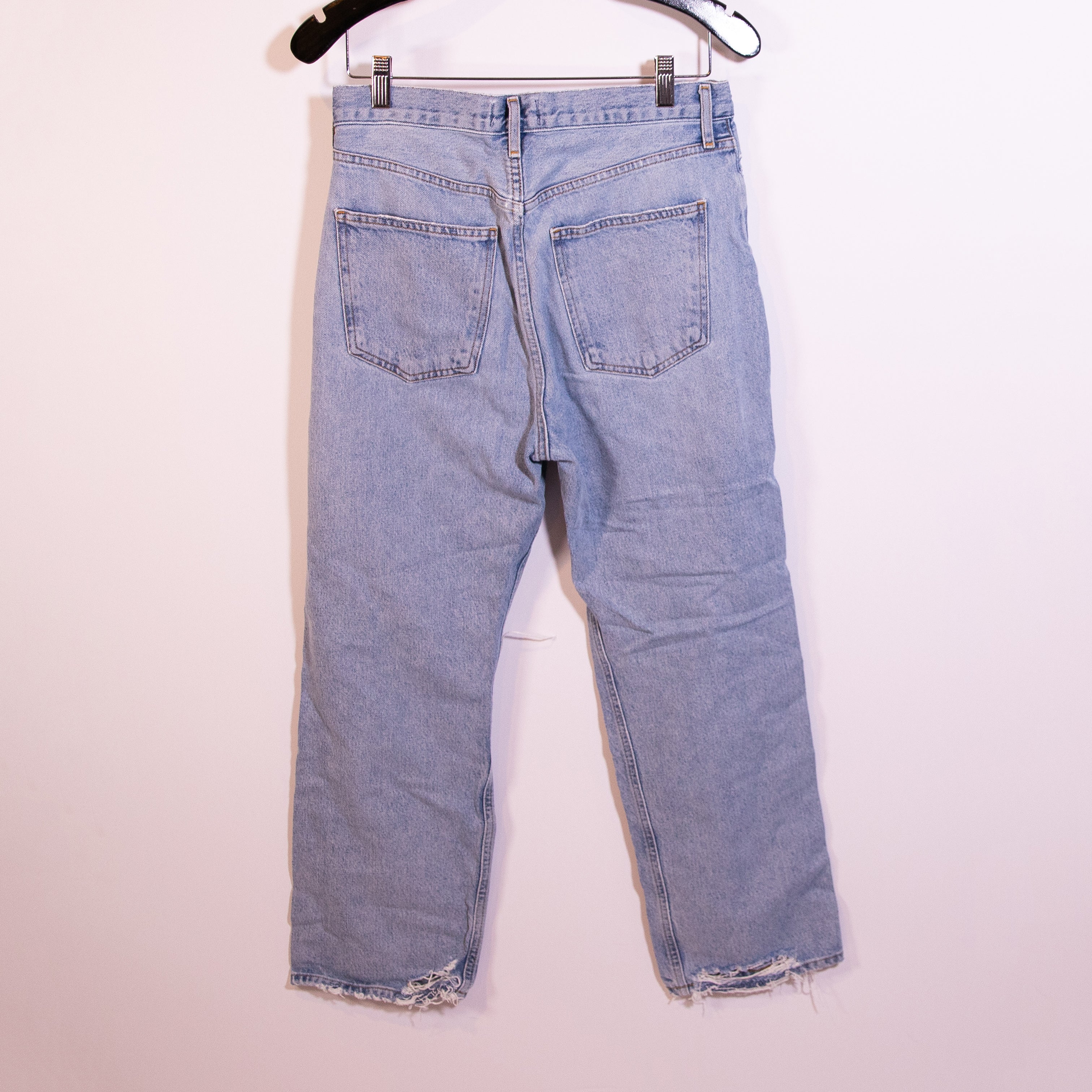 Agolde Women's 90's Pinch Waist Straight Leg Distressed Denim Jeans Blue 27