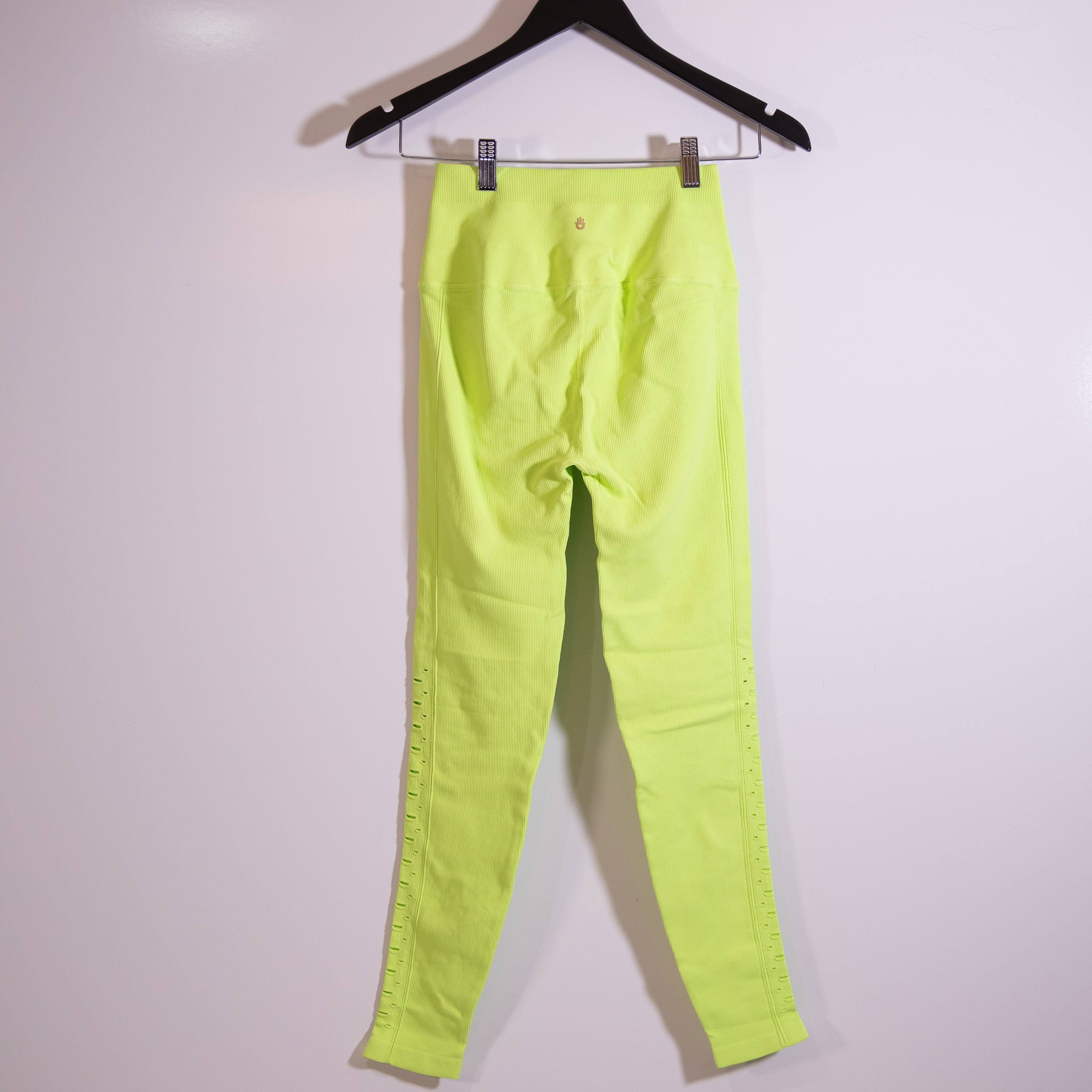 Spiritual Gangster Self Love Ribbed Perforated High Rise Athletic Leggings Neon