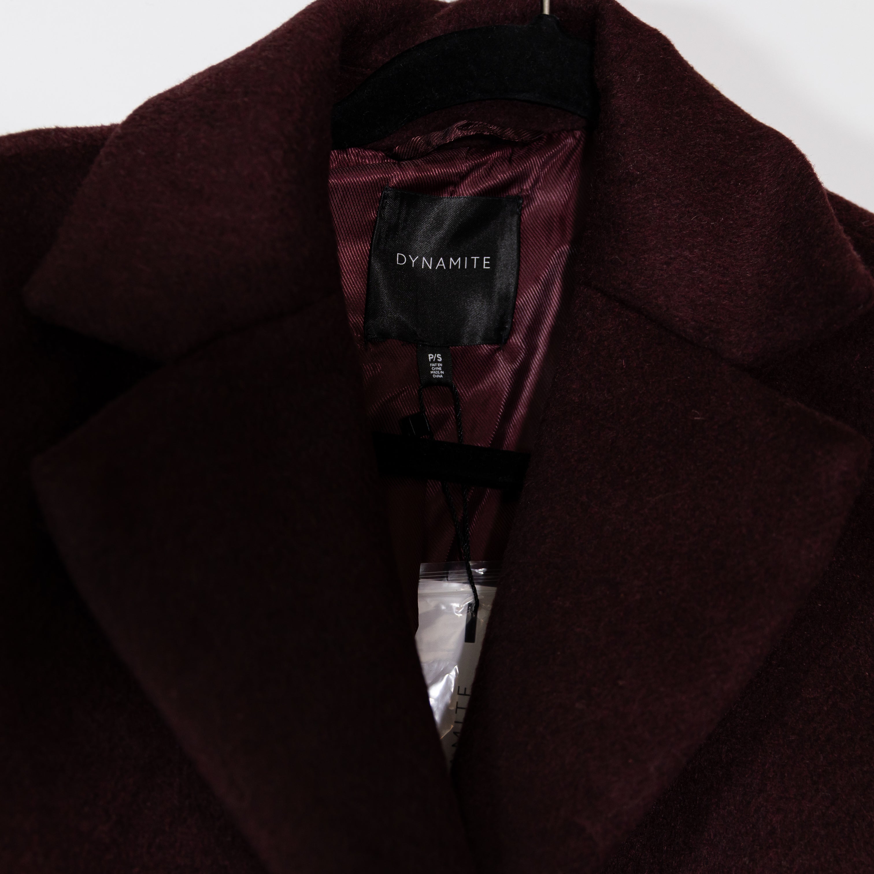 NEW Dynamite Manteau Wool Blend Button Down Pea Coat Jacket Persian Mulberry S