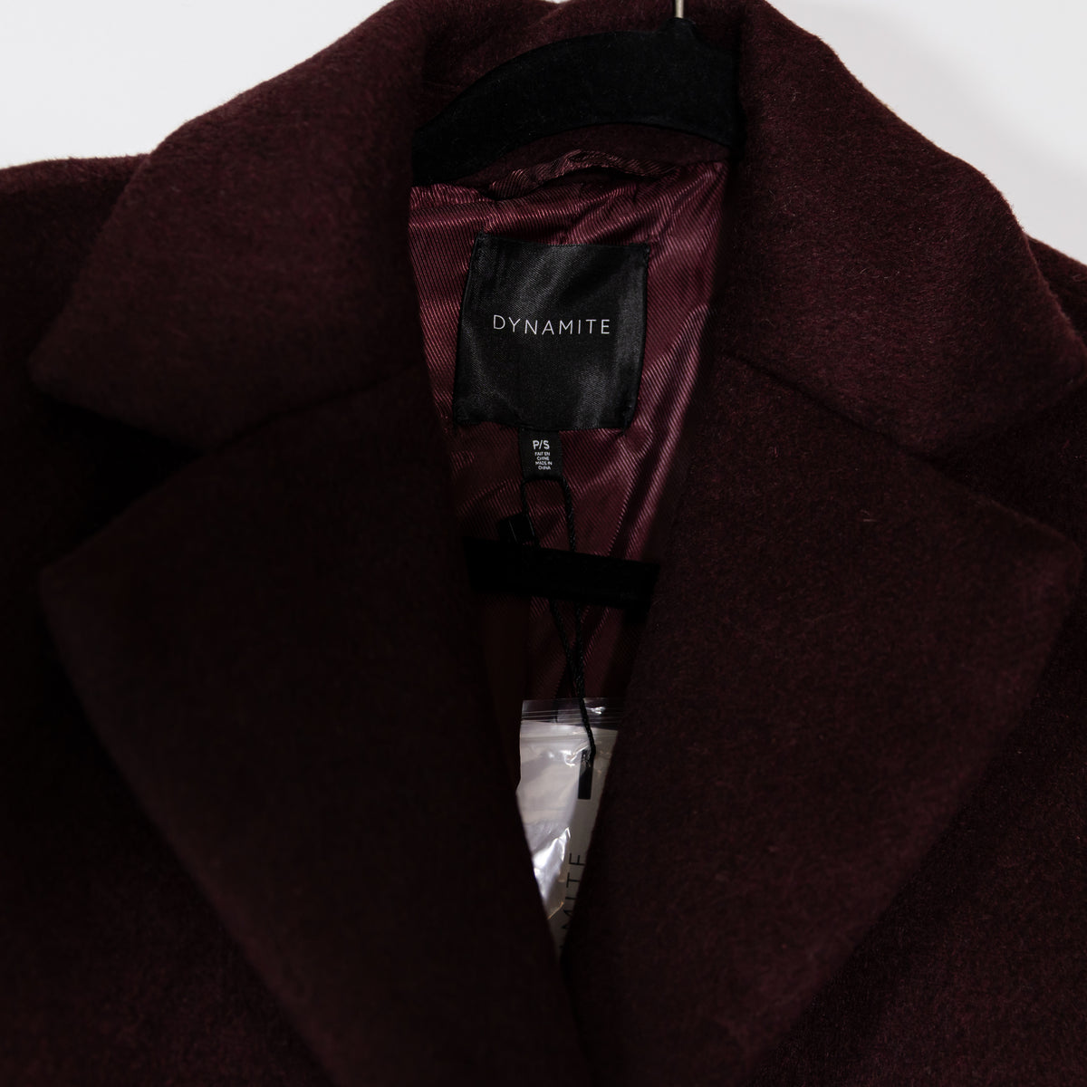 NEW Dynamite Manteau Wool Blend Button Down Pea Coat Jacket Persian Mulberry S