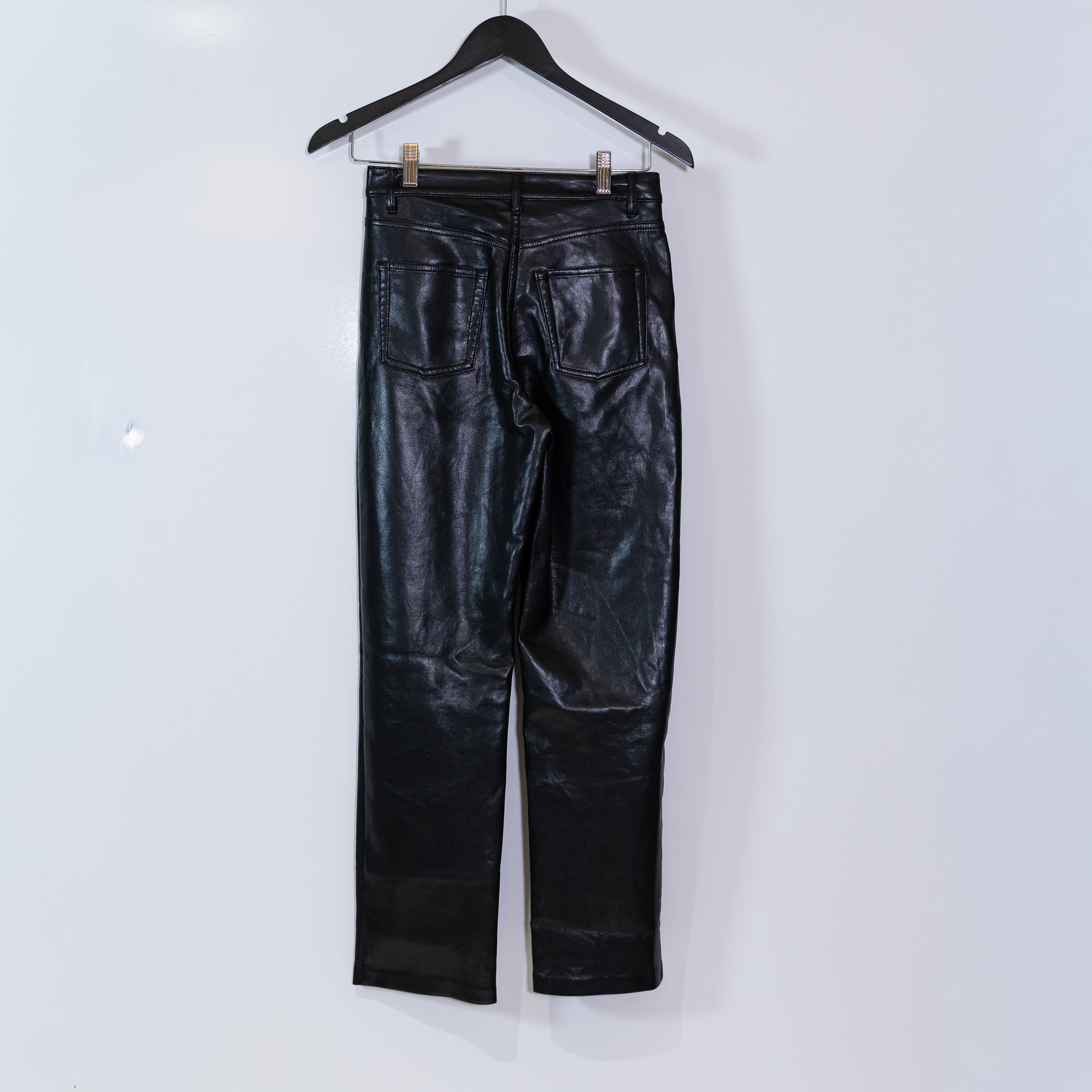 Wilfred Aritzia The Melina Faux Vegan Leather Mid Rise Straight Leg Trouser Pant
