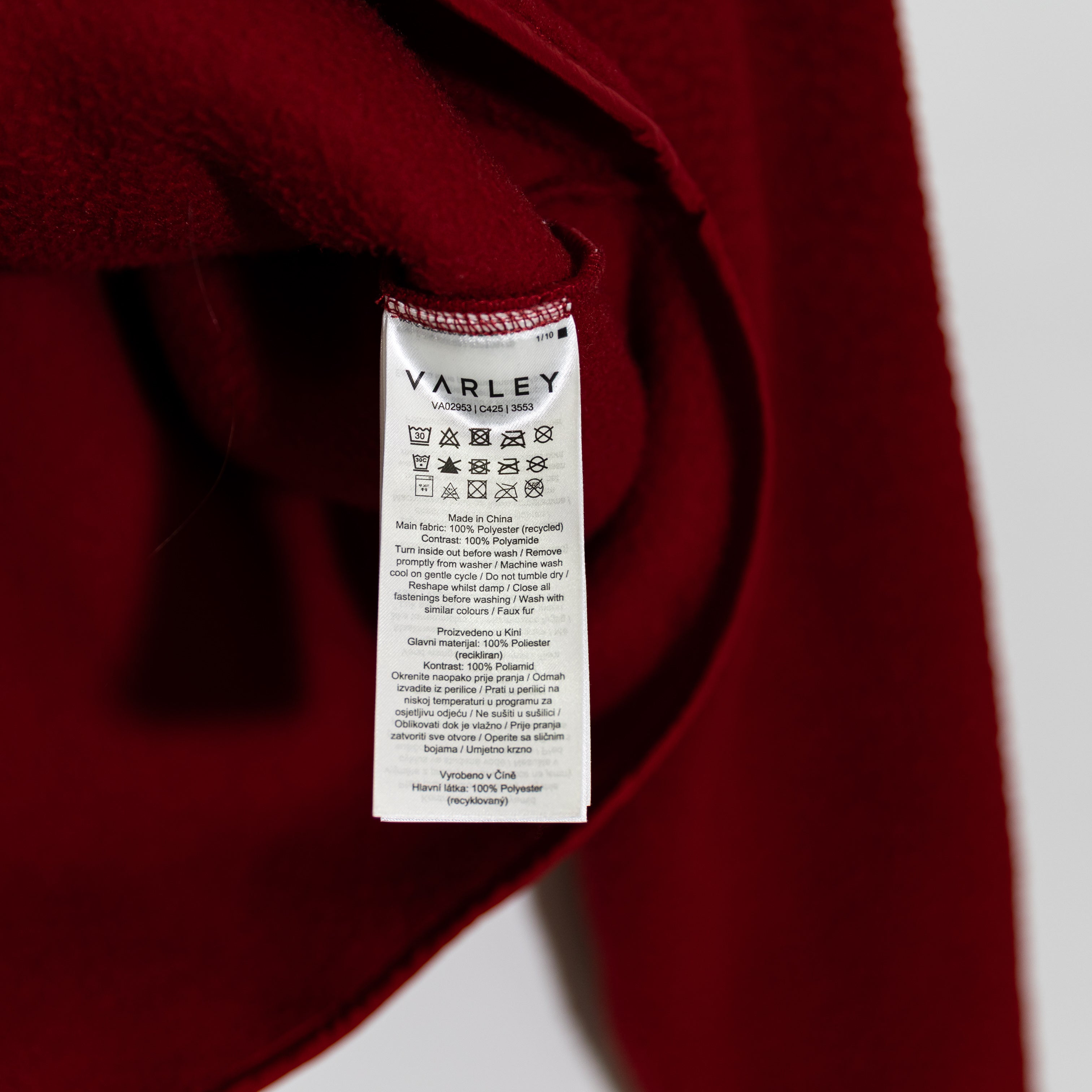 Varley Women's Marina Collarless Fleece Lightweight Full Zip Jacket Red Dahlia S