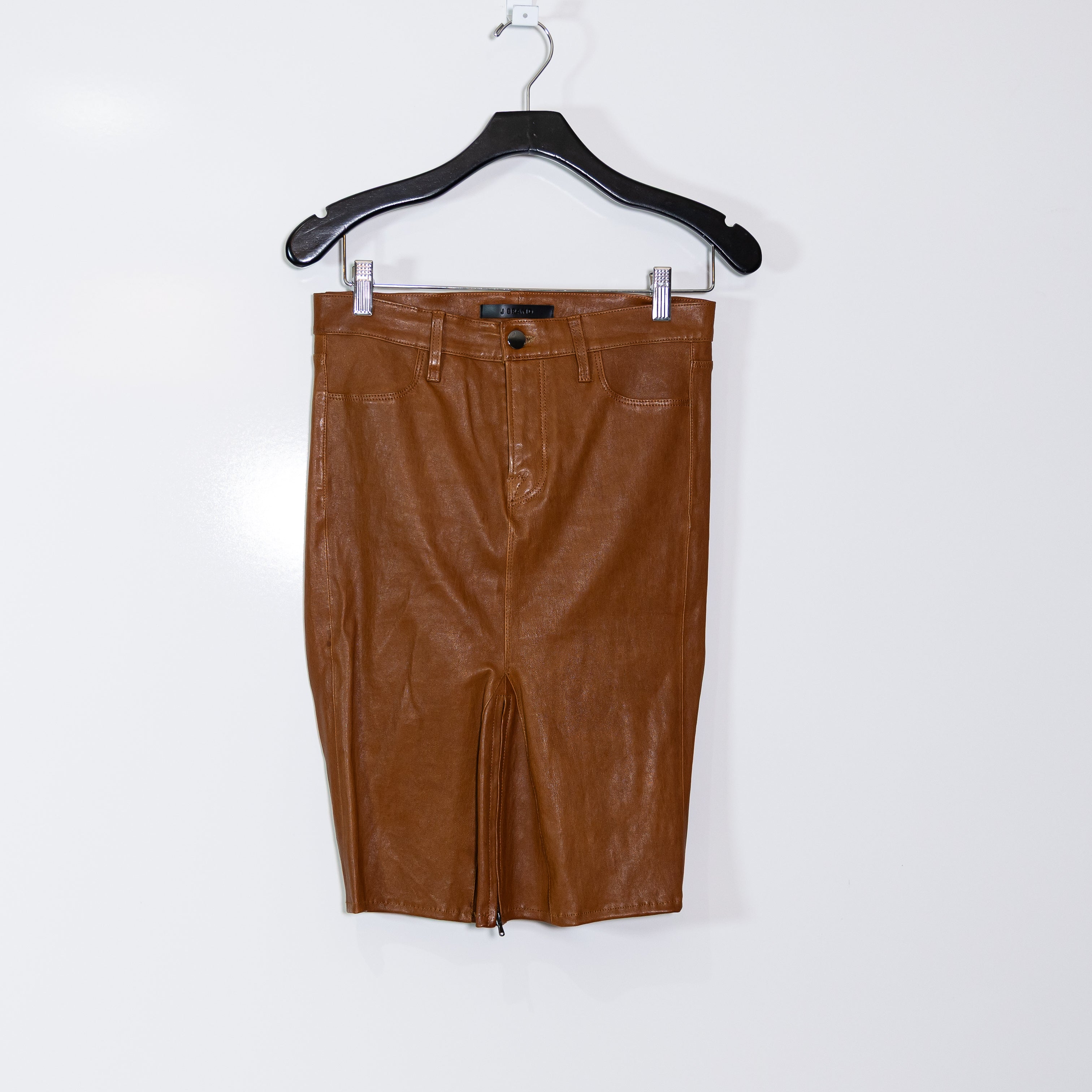 J Brand Genuine Leather Mid Rise Pencil Skirt Brown Tan 27 *CUSTOMIZED