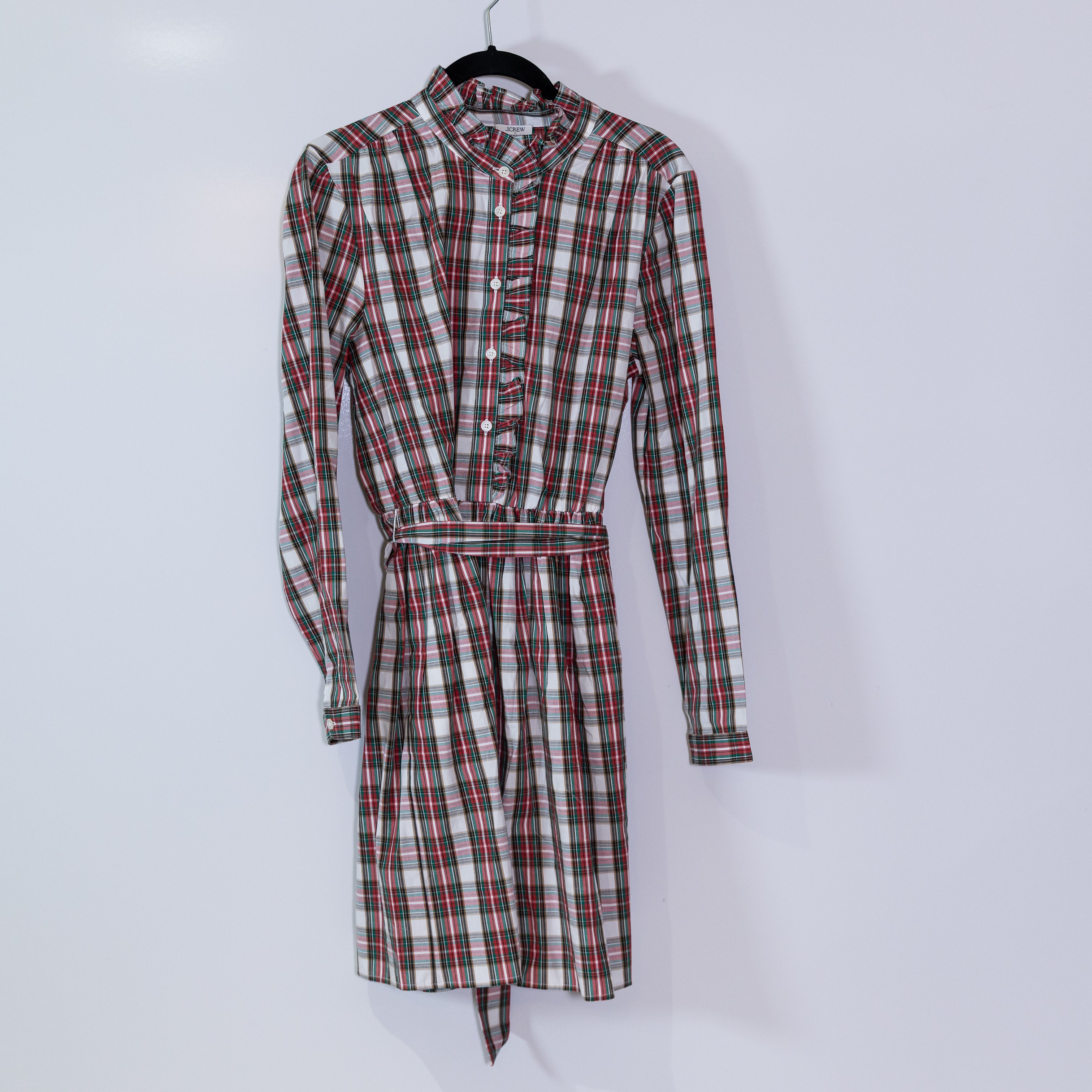 NEW J. Crew Classic Tartan Plaid Print Mini Wrap Button Front Shirt Dress 8