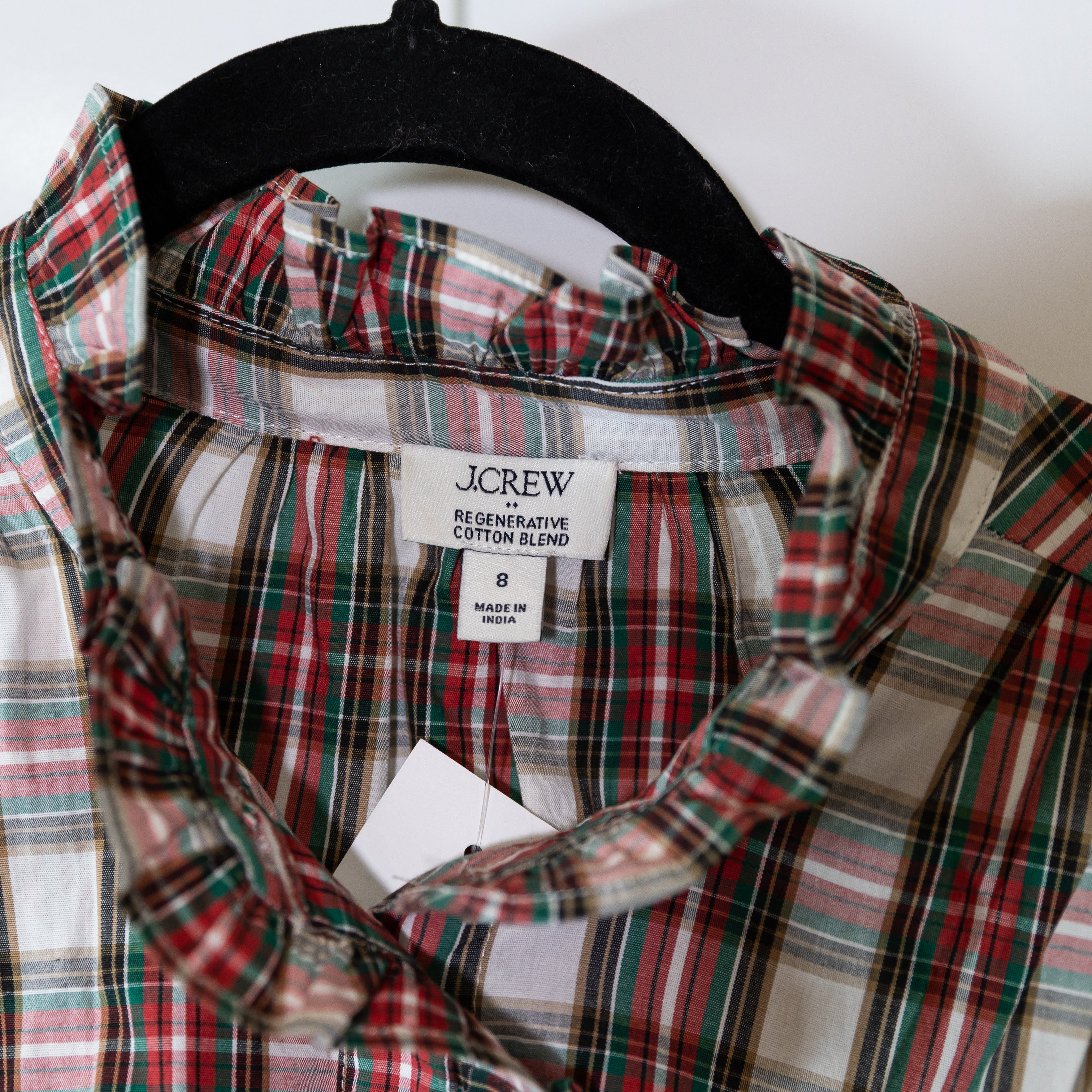 NEW J. Crew Classic Tartan Plaid Print Mini Wrap Button Front Shirt Dress 8