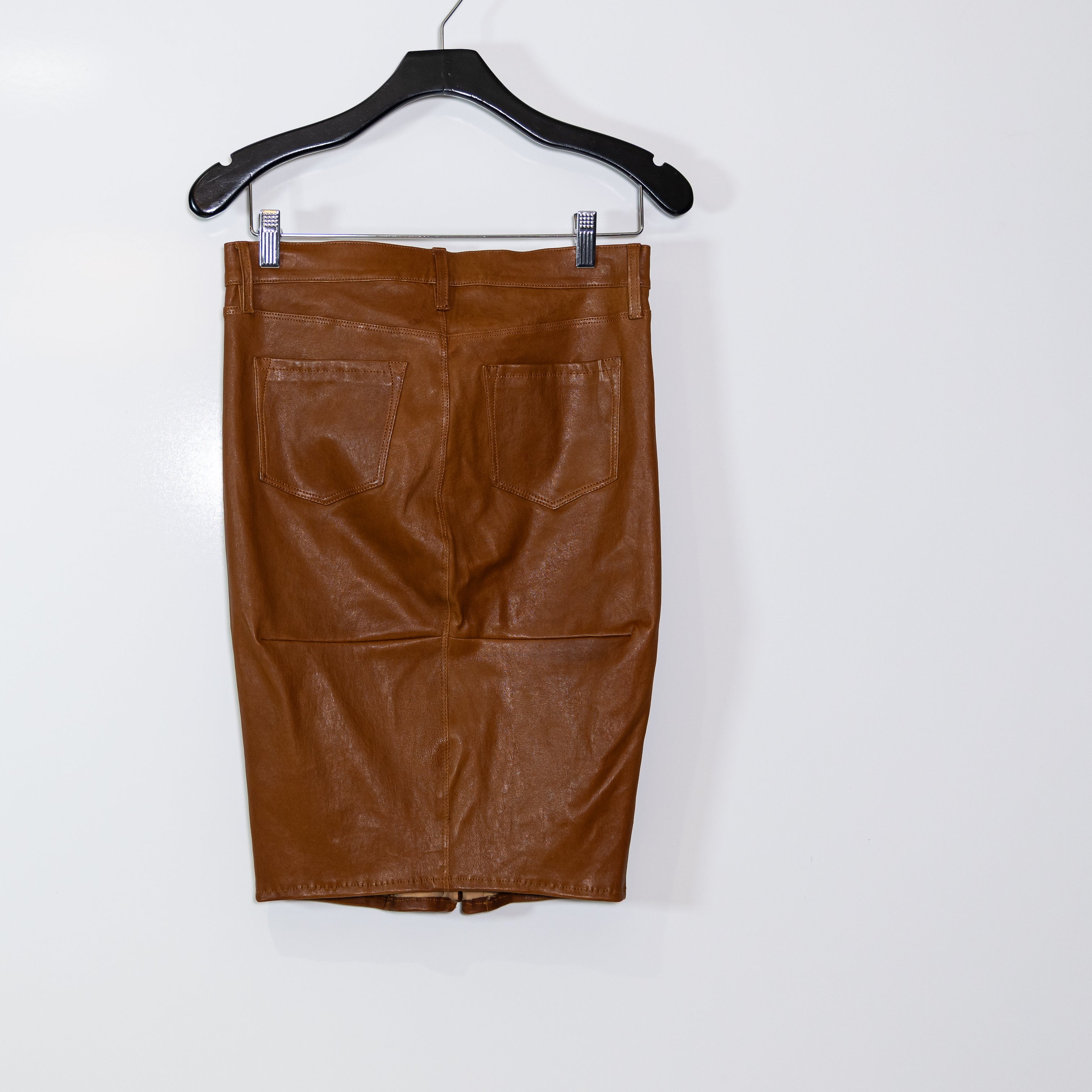 J Brand Genuine Leather Mid Rise Pencil Skirt Brown Tan 27 *CUSTOMIZED