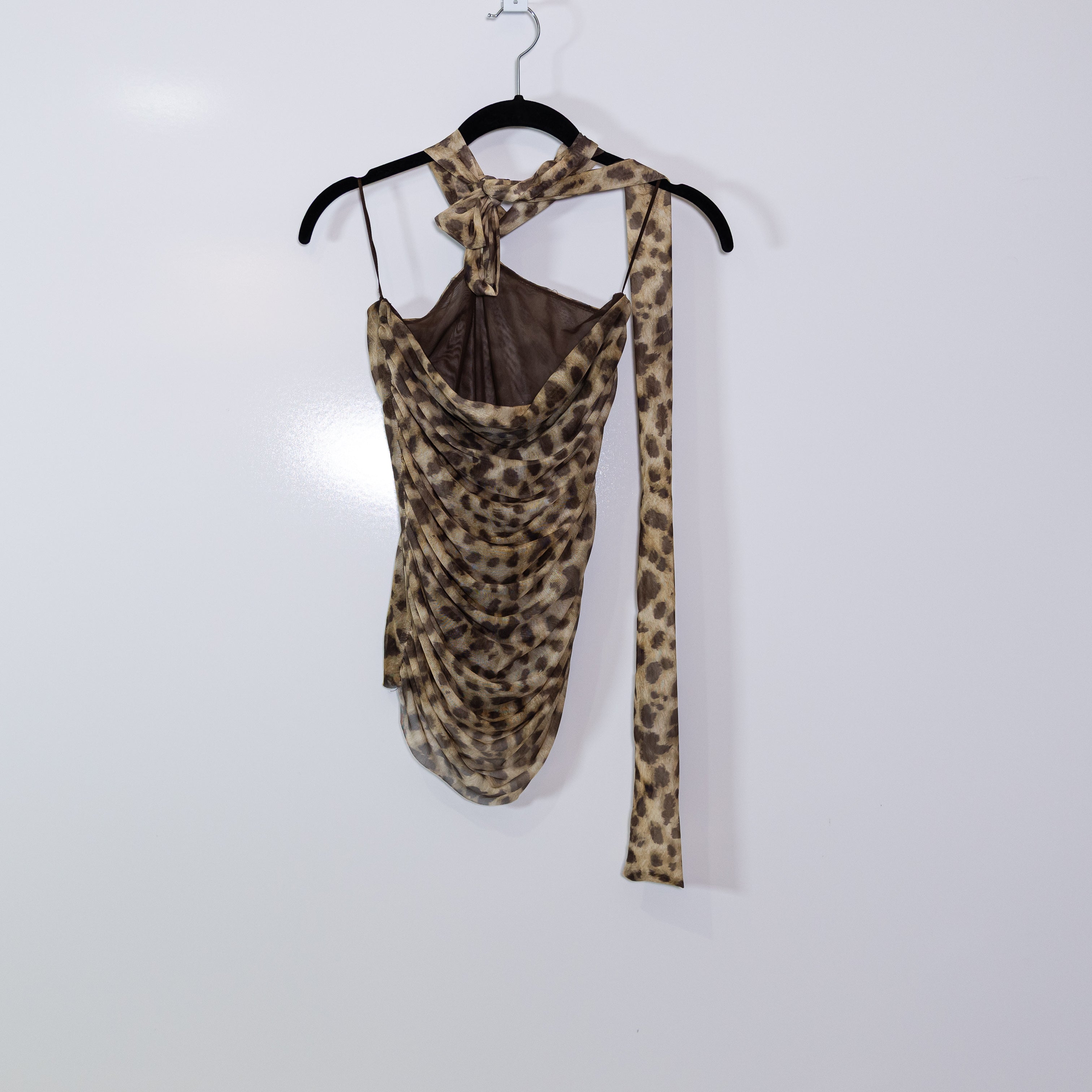 Zara Cheetah Leopard Animal Print Pattern Mesh Tube Tank Top Neck Wrap Medium