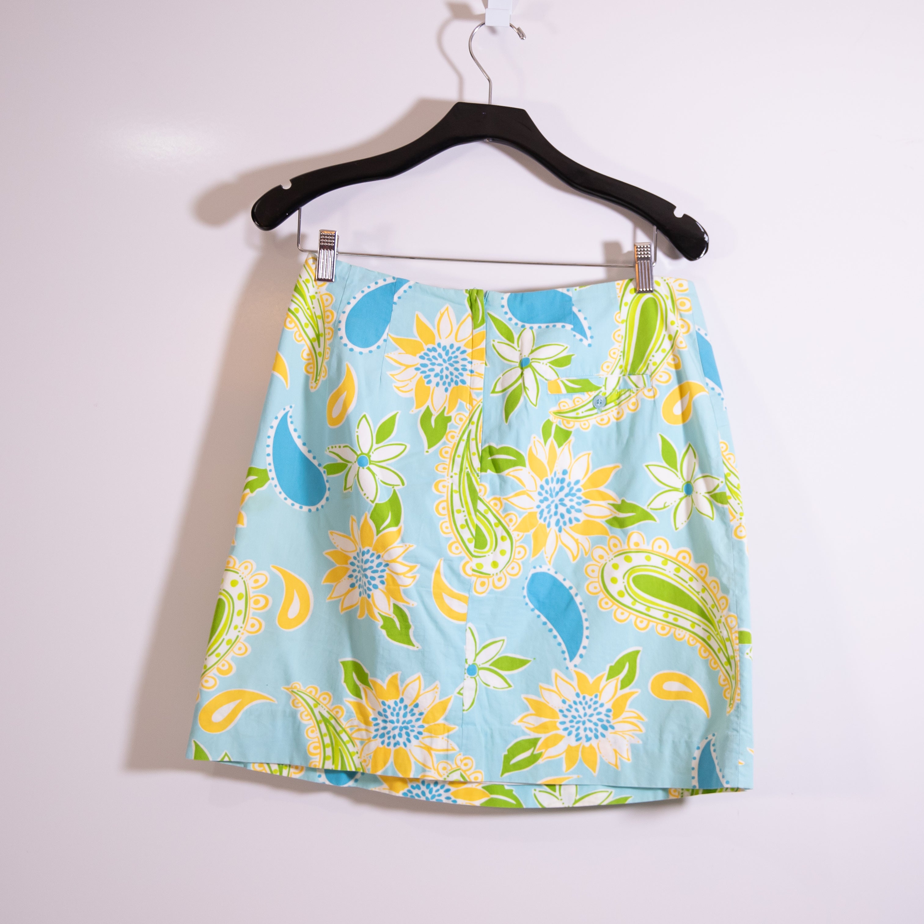 Lilly Pulitzer Vintage White Label Paisley Floral Flower Cotton Mini Skirt 10