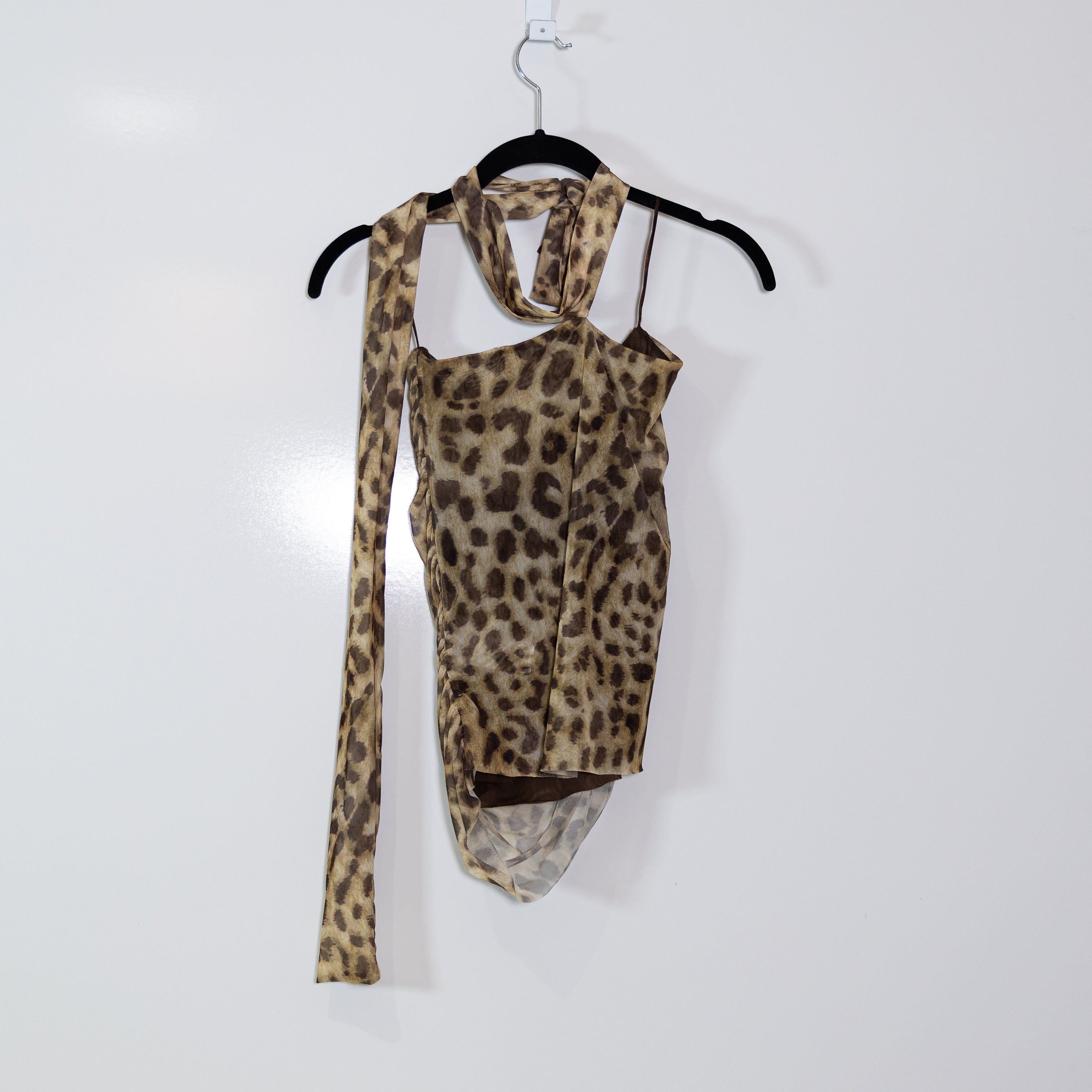Zara Cheetah Leopard Animal Print Pattern Mesh Tube Tank Top Neck Wrap Medium