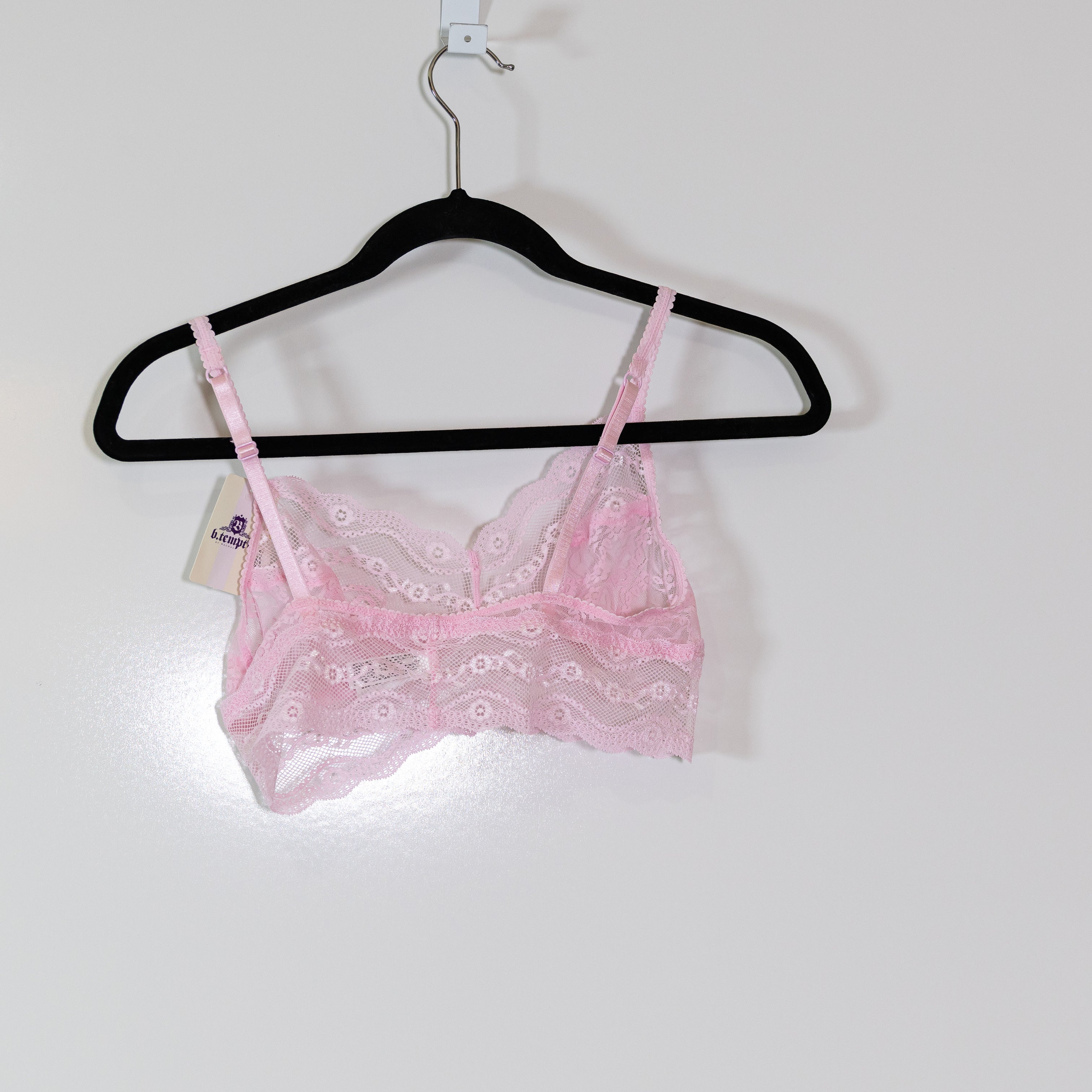 NEW B. Tempt'd By Wacoal Sheer Mesh Bra Bralette Lingerie Pink Medium