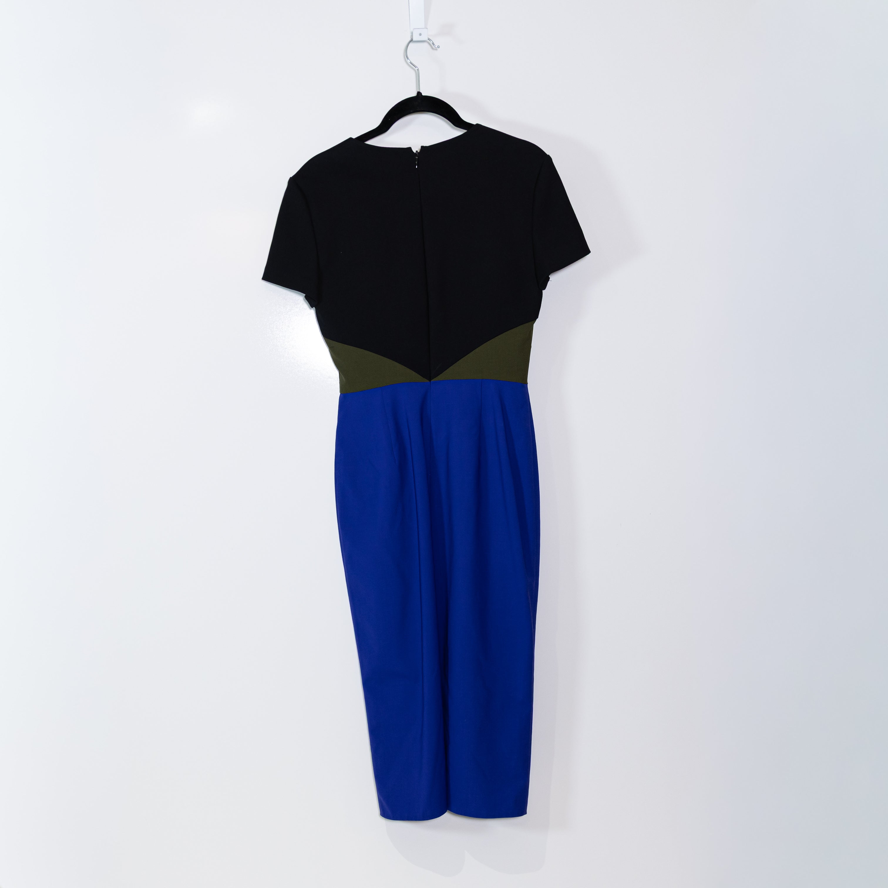 Diane Von Furstenberg Wool Blend Lightweight Blue Black Colorblock Shift Dress 2
