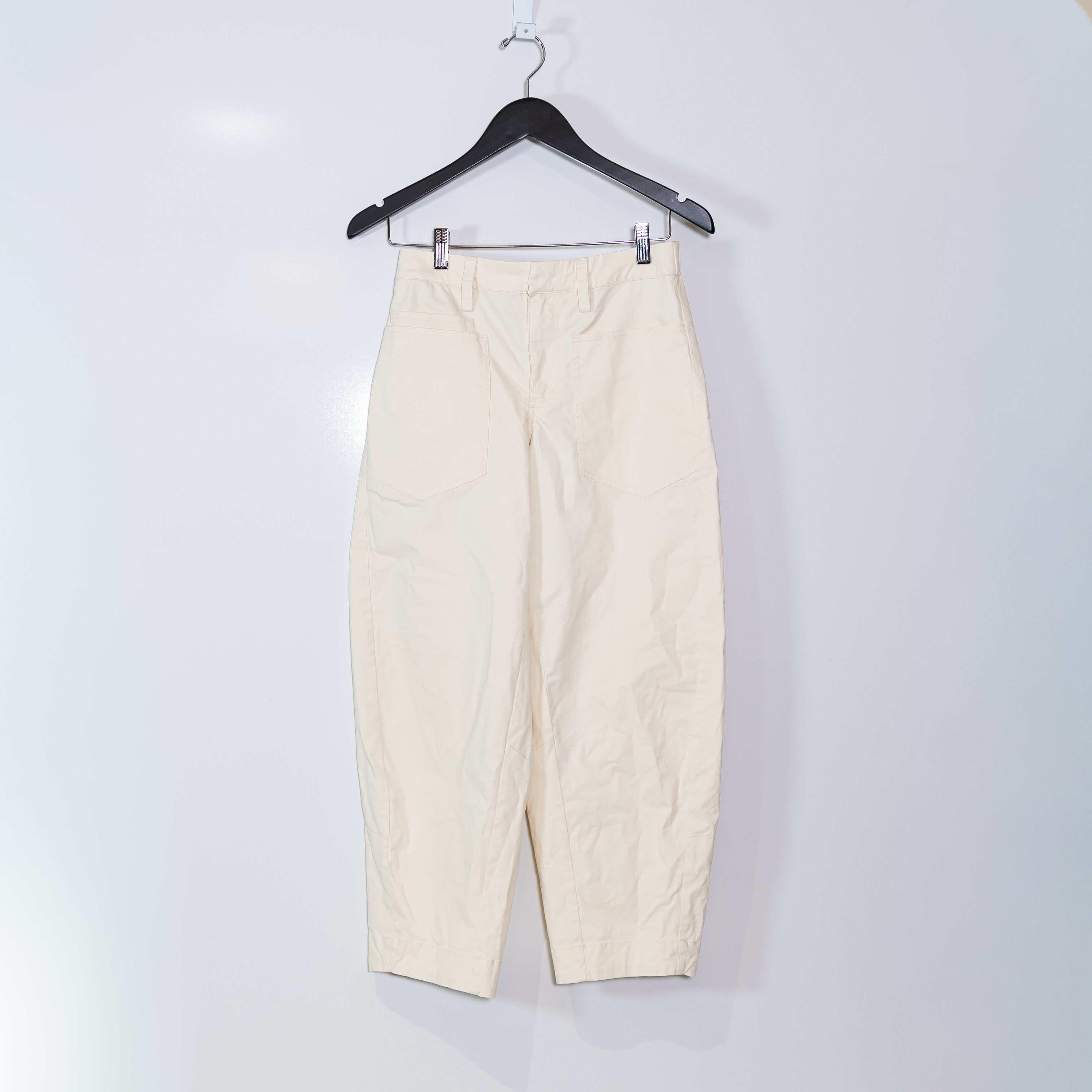 Ruti Women's Cotton Stretch Brushed Fabric Mid Rise Balloon Leg Pants Ivory 4