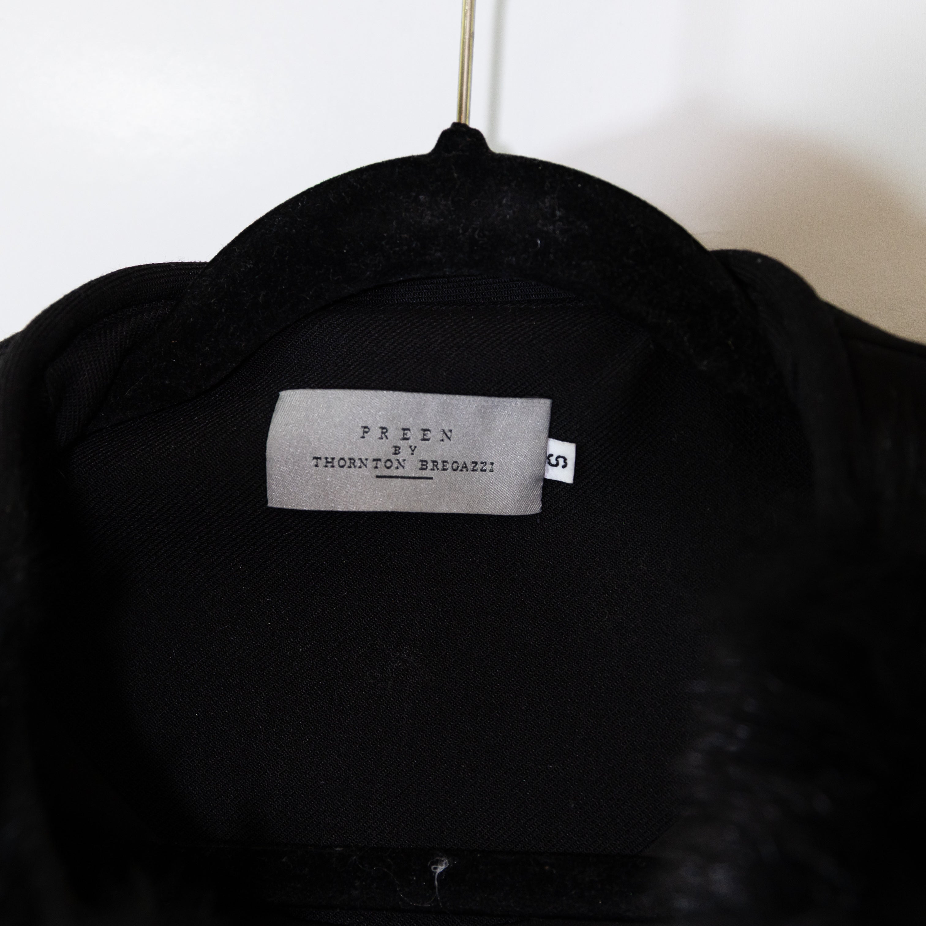 Preen By Thornton Bregazzi Black Blue Green Fur Wool Coat Jacket Small