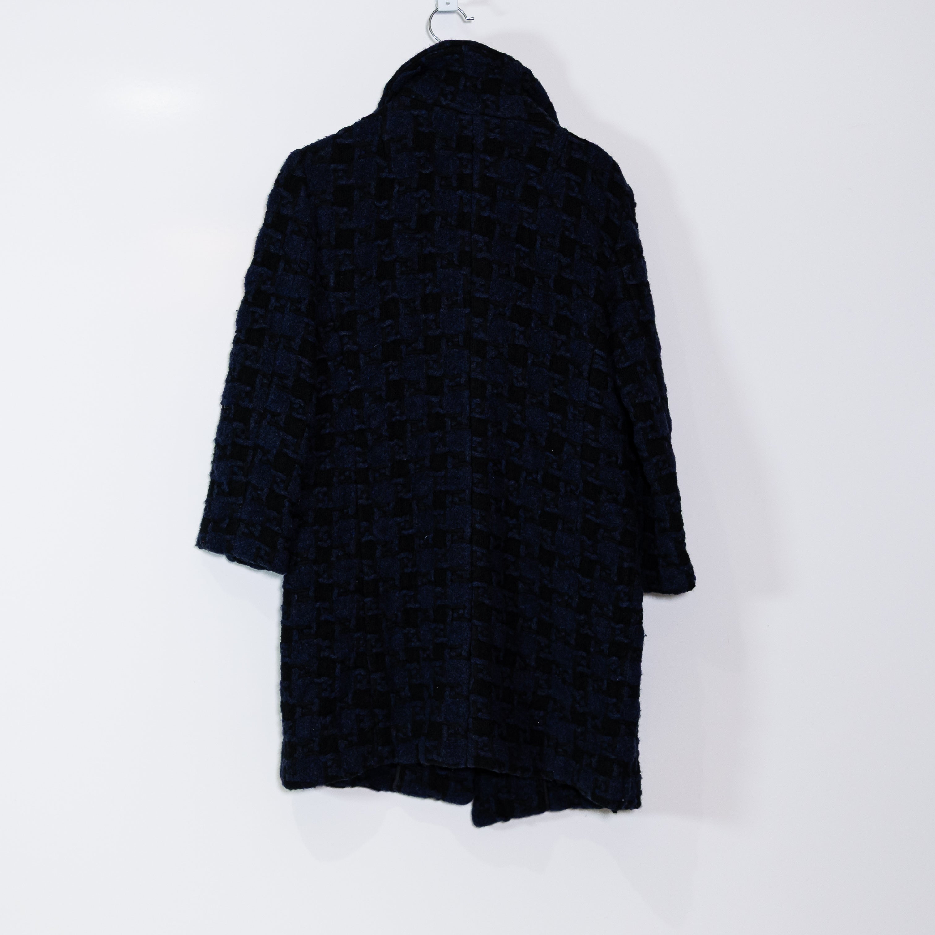 Marni Women's Wool Blend Textured Oversized Woven Collared Pea Coat Jacket Small